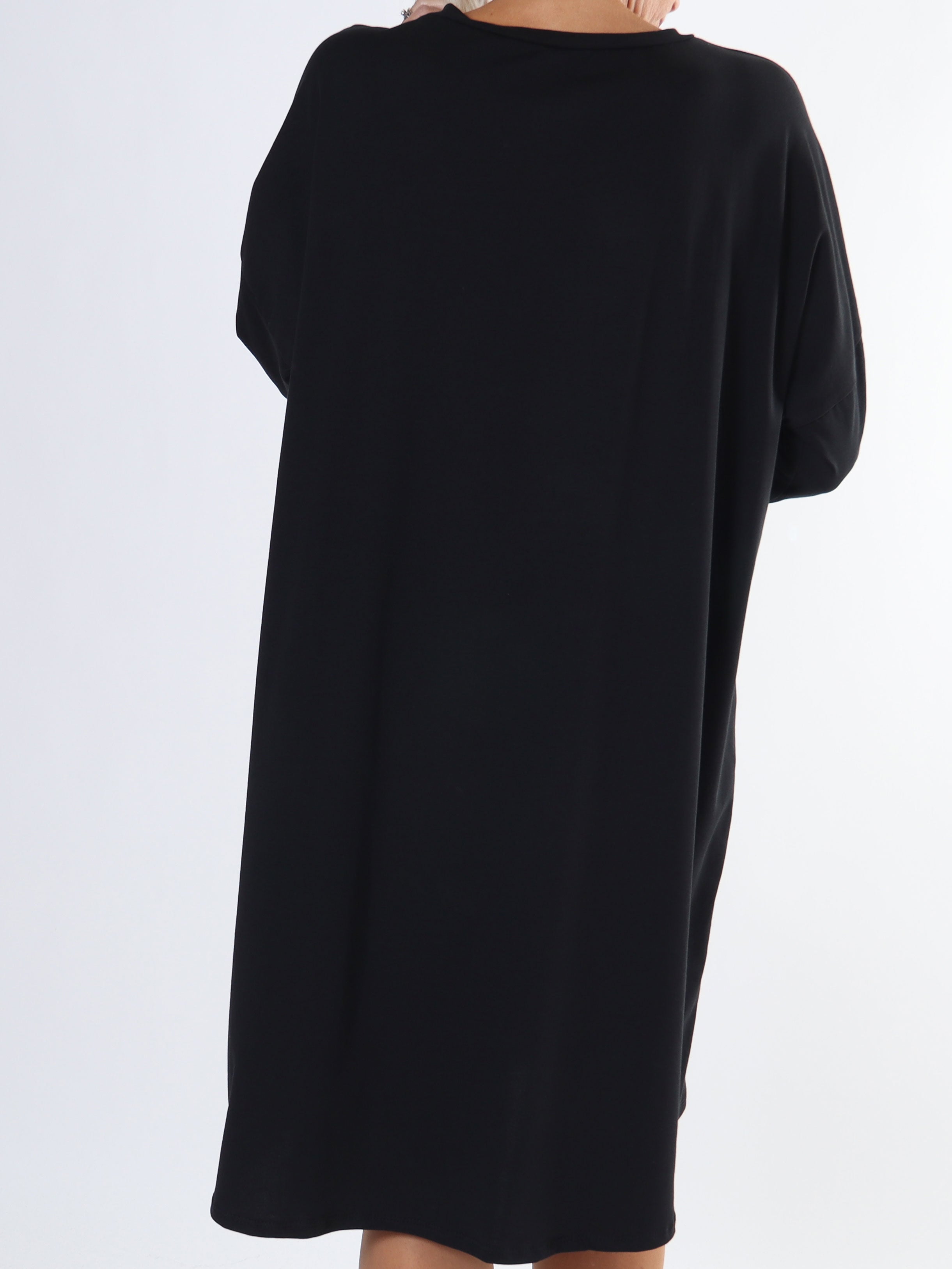 Amal Glitter - Bomullsklänning i plus size med tryck i glitter