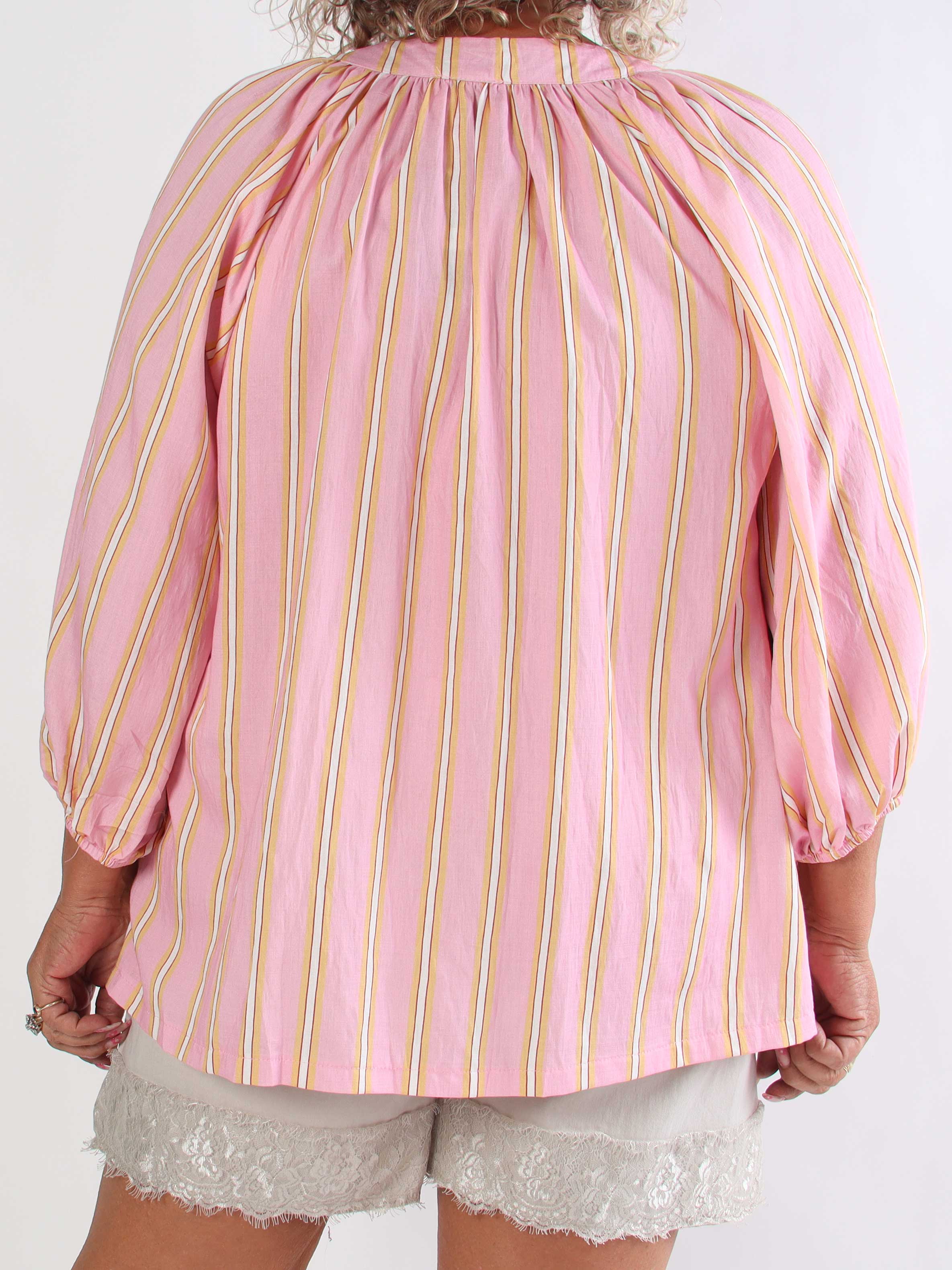 Amidala Shirt - Randig plus size tunika i en lätt viskosblandning med vackra ballongärmar