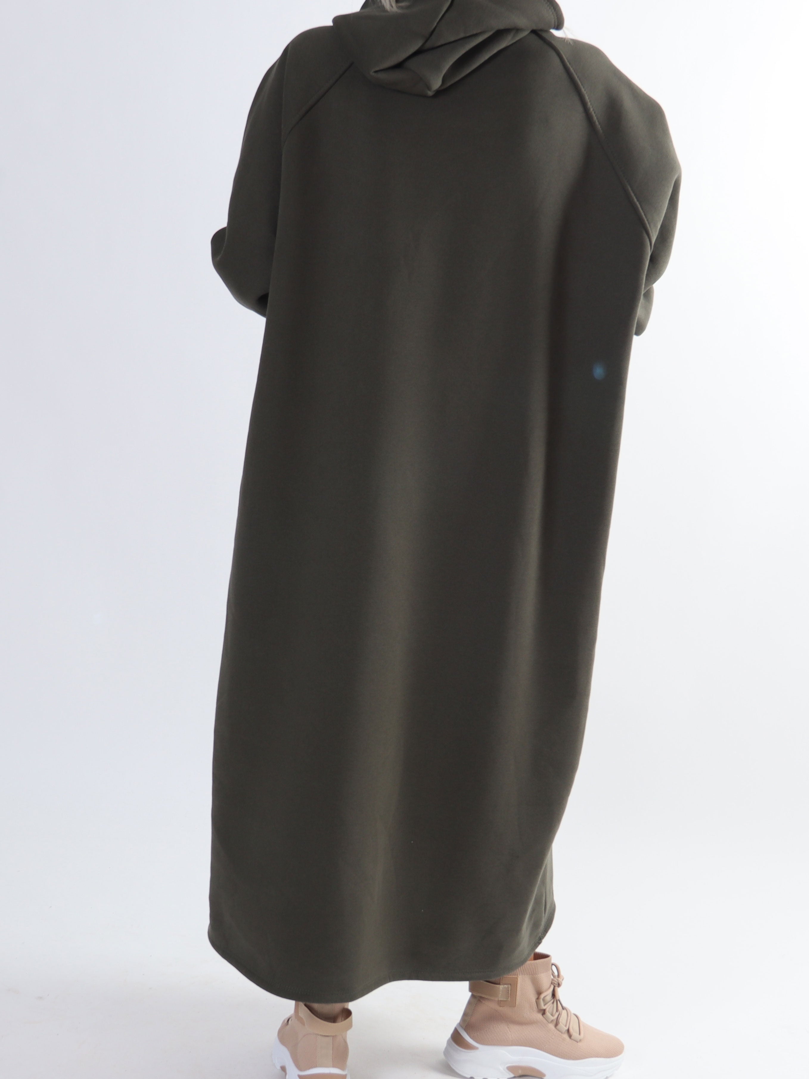 Angela - Lång plus size hoodieklänning i bomull