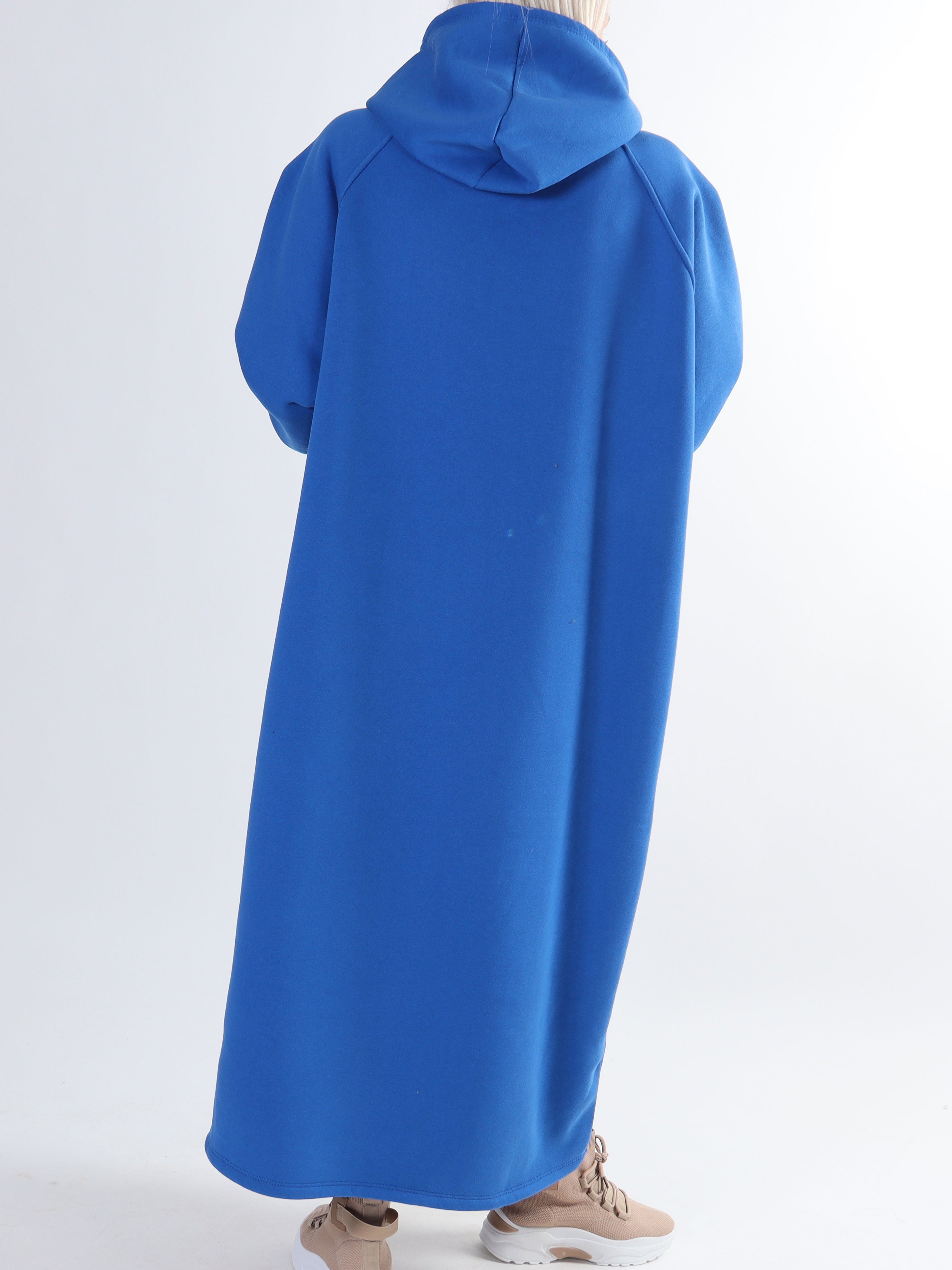 Angela - Lång plus size hoodieklänning i bomull