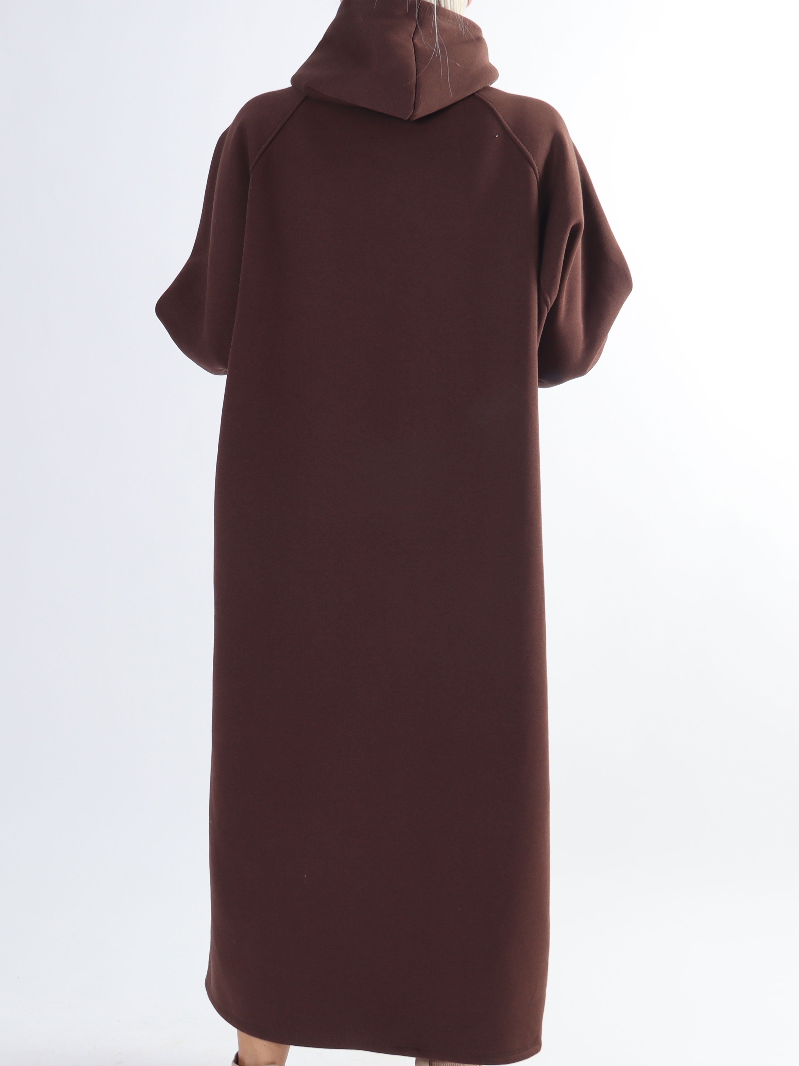 Angela - Lång plus size hoodieklänning i bomull