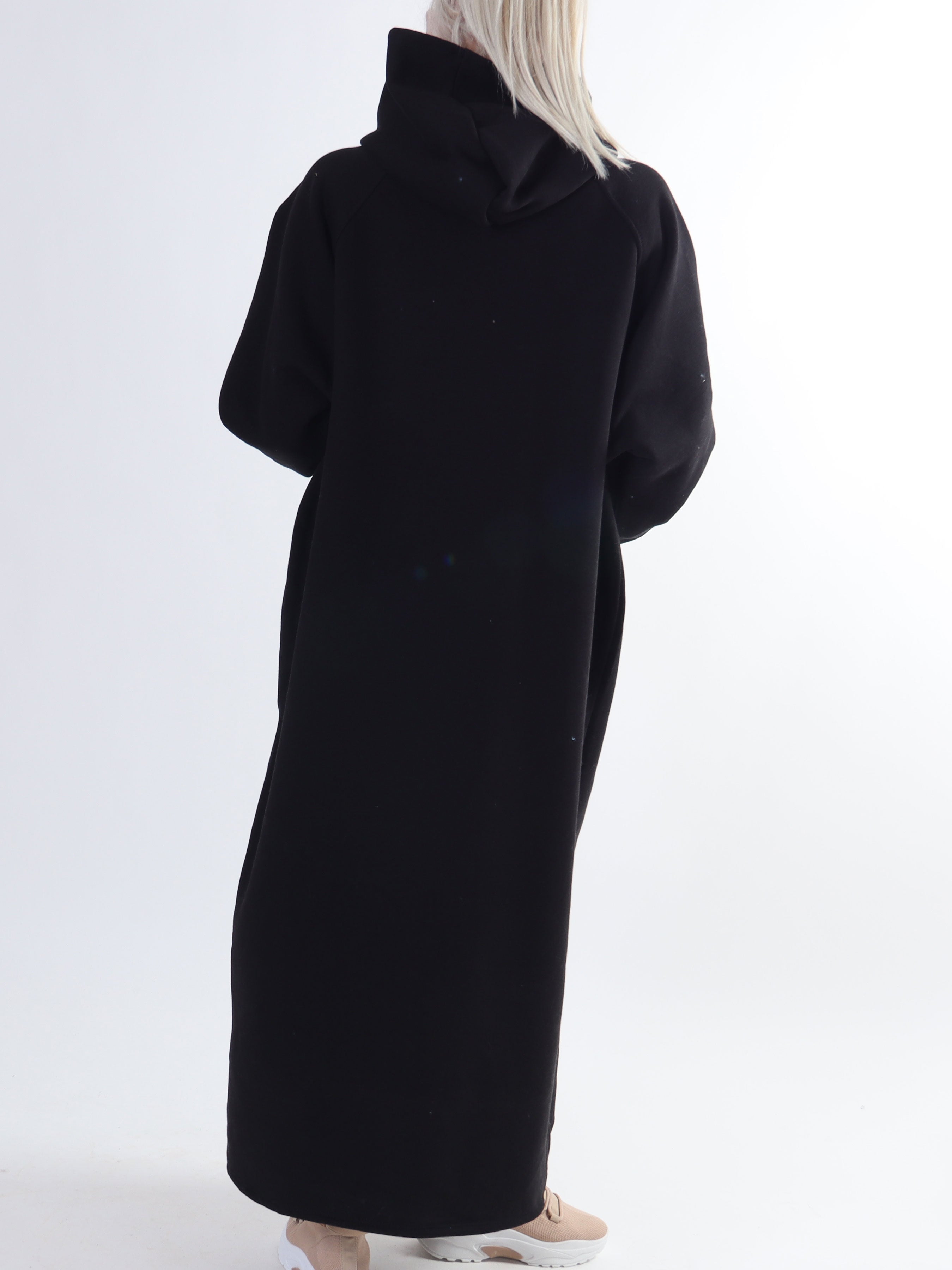 Angela - Lång plus size hoodieklänning i bomull