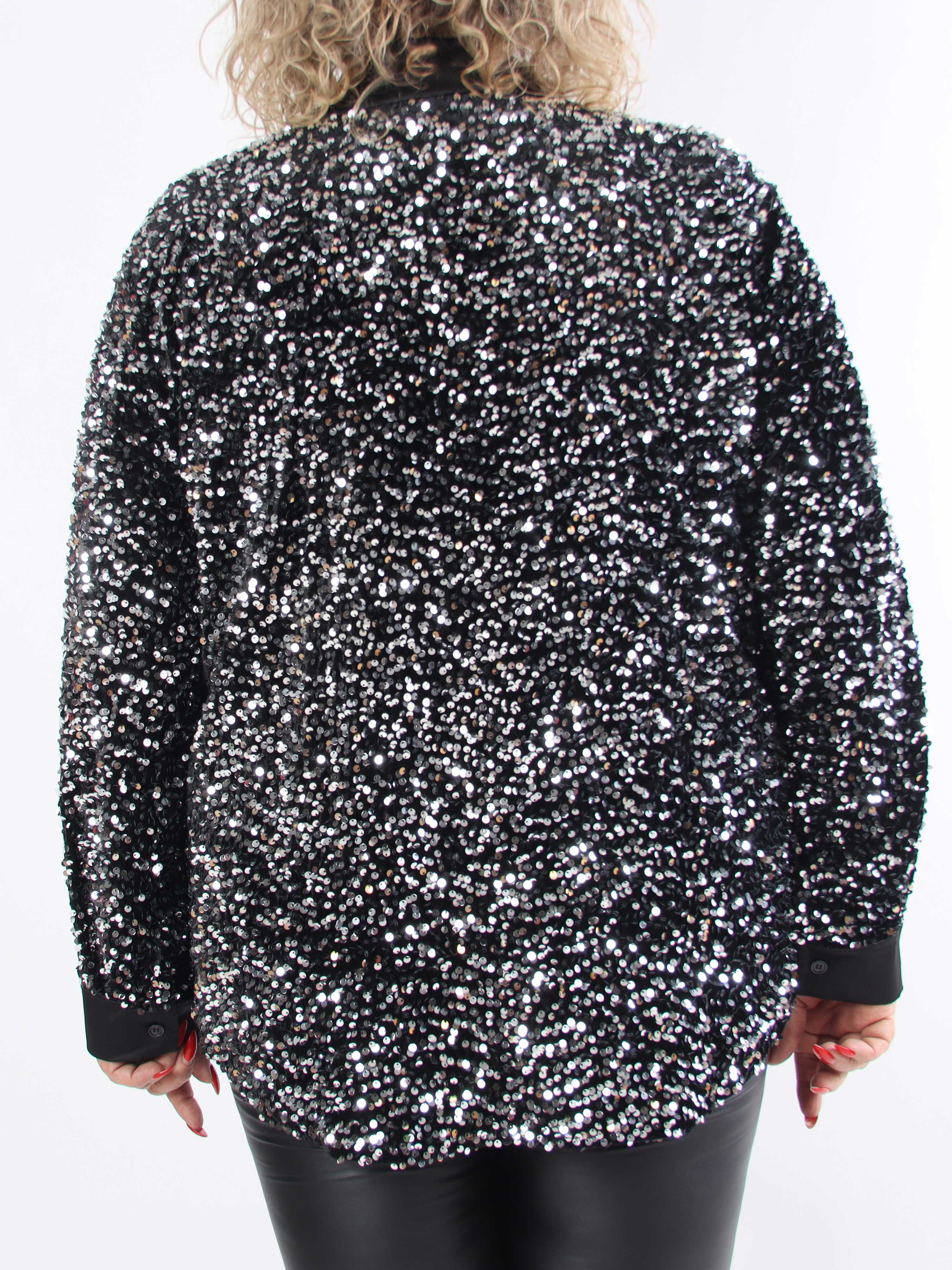 Anicha - Vacker skjorta i plusstorlek med paljetter och velour