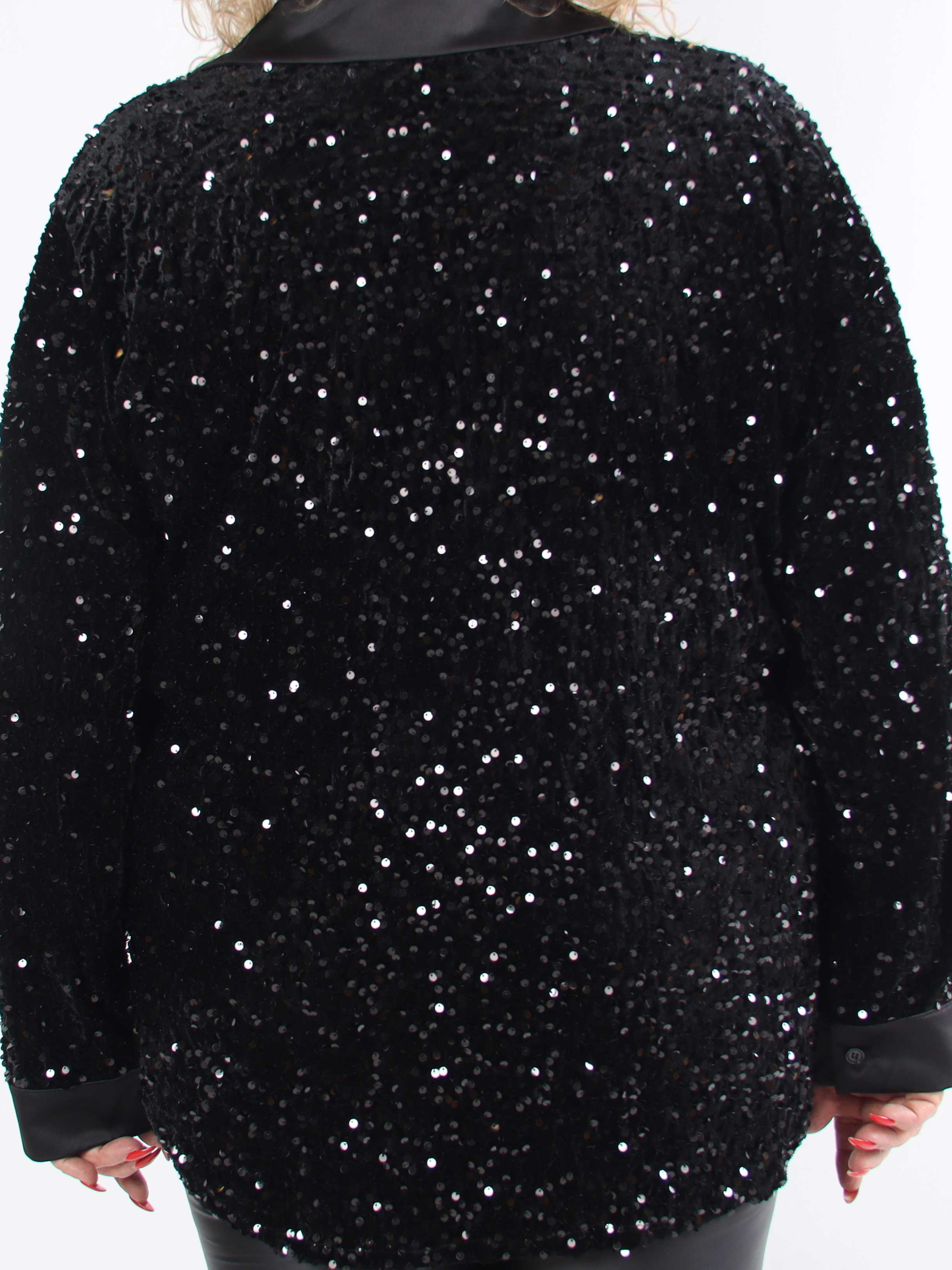 Anicha - Vacker skjorta i plusstorlek med paljetter och velour