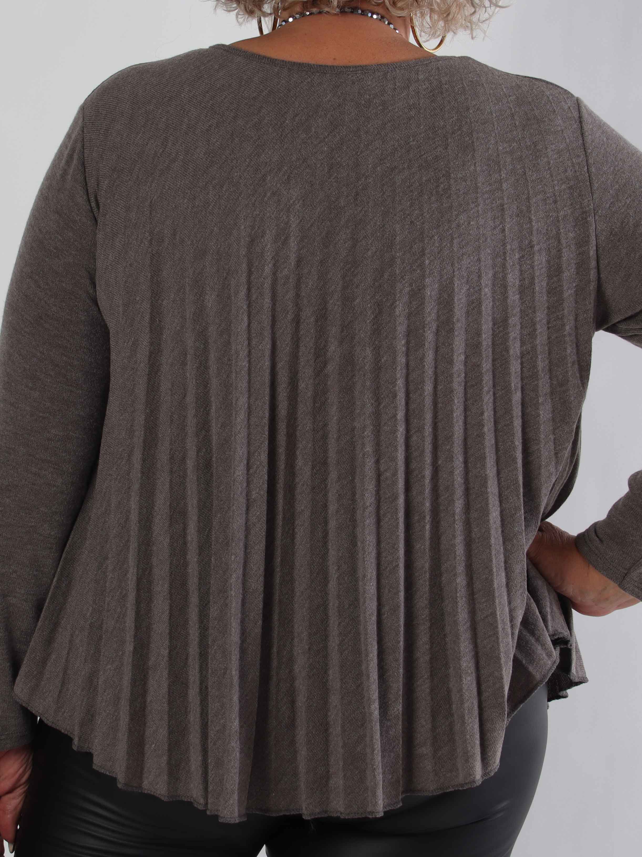 Anita Shirt - Blød plisseret  plus size strikbluse i viskose og uld