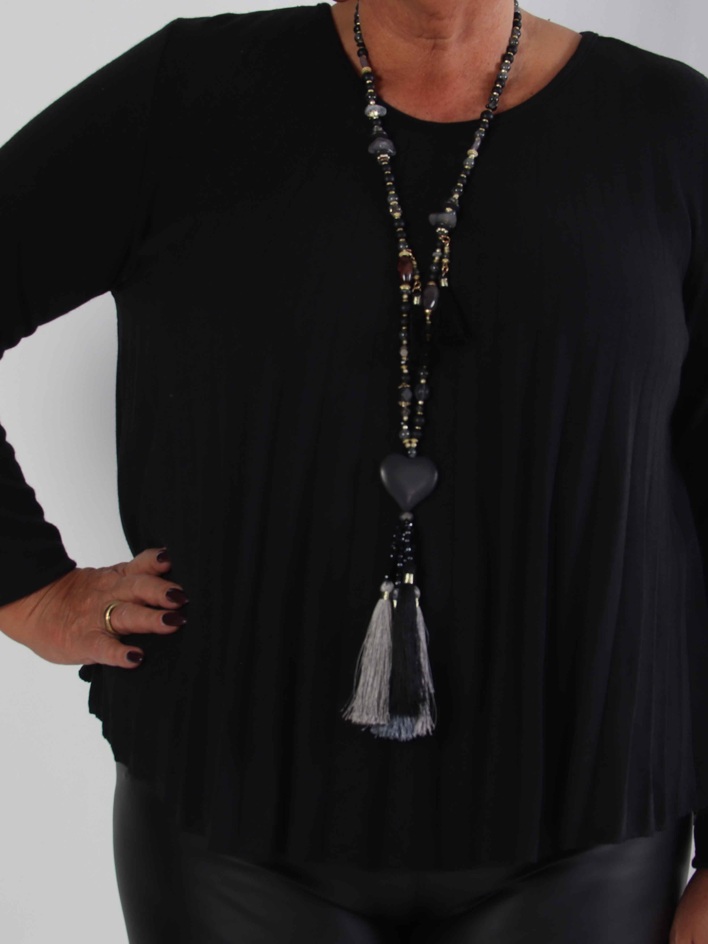 Anita Shirt - Blød plisseret  plus size strikbluse i viskose og uld