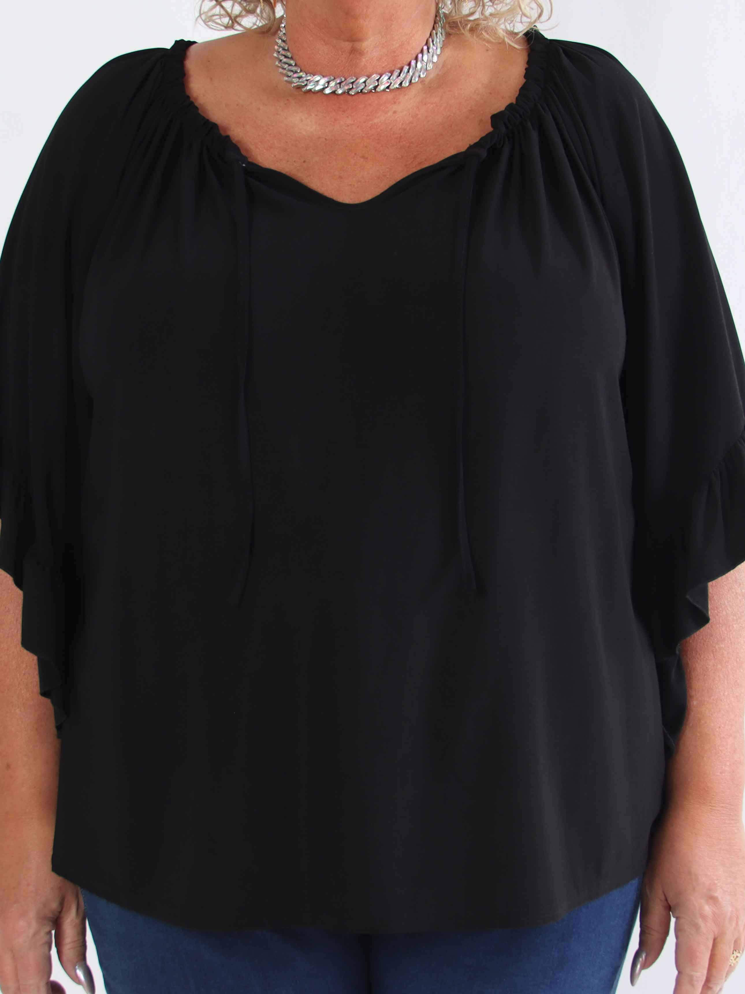 Anneli - Söt elastisk plus size tunika med volangärmar