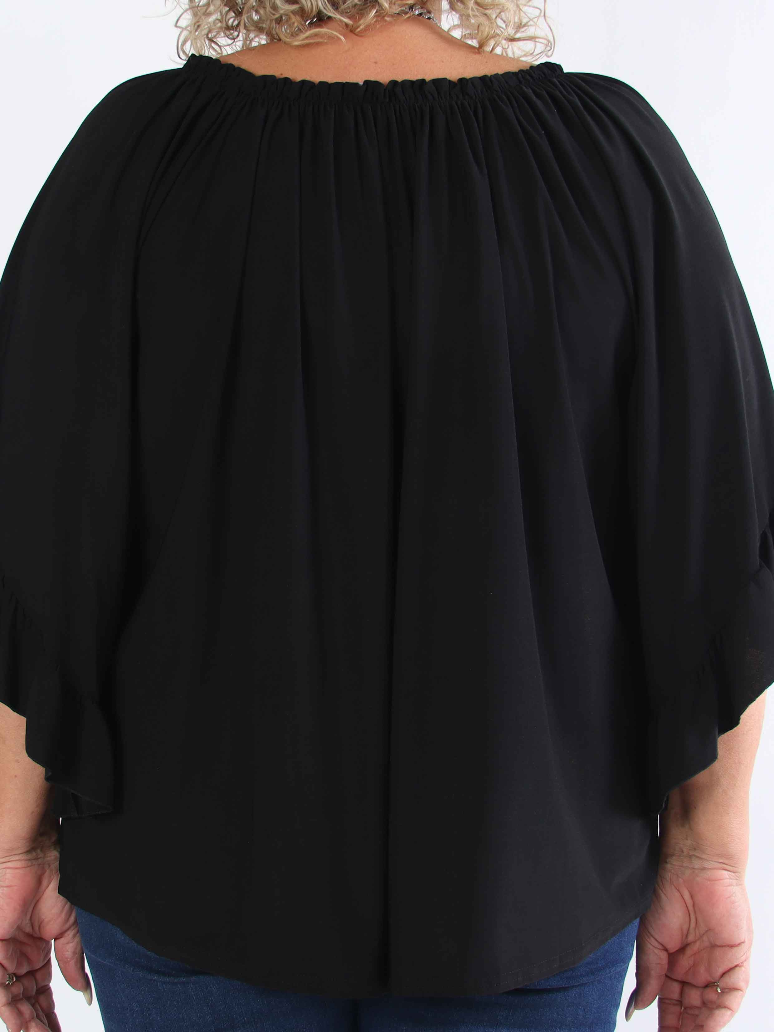 Anneli - Söt elastisk plus size tunika med volangärmar