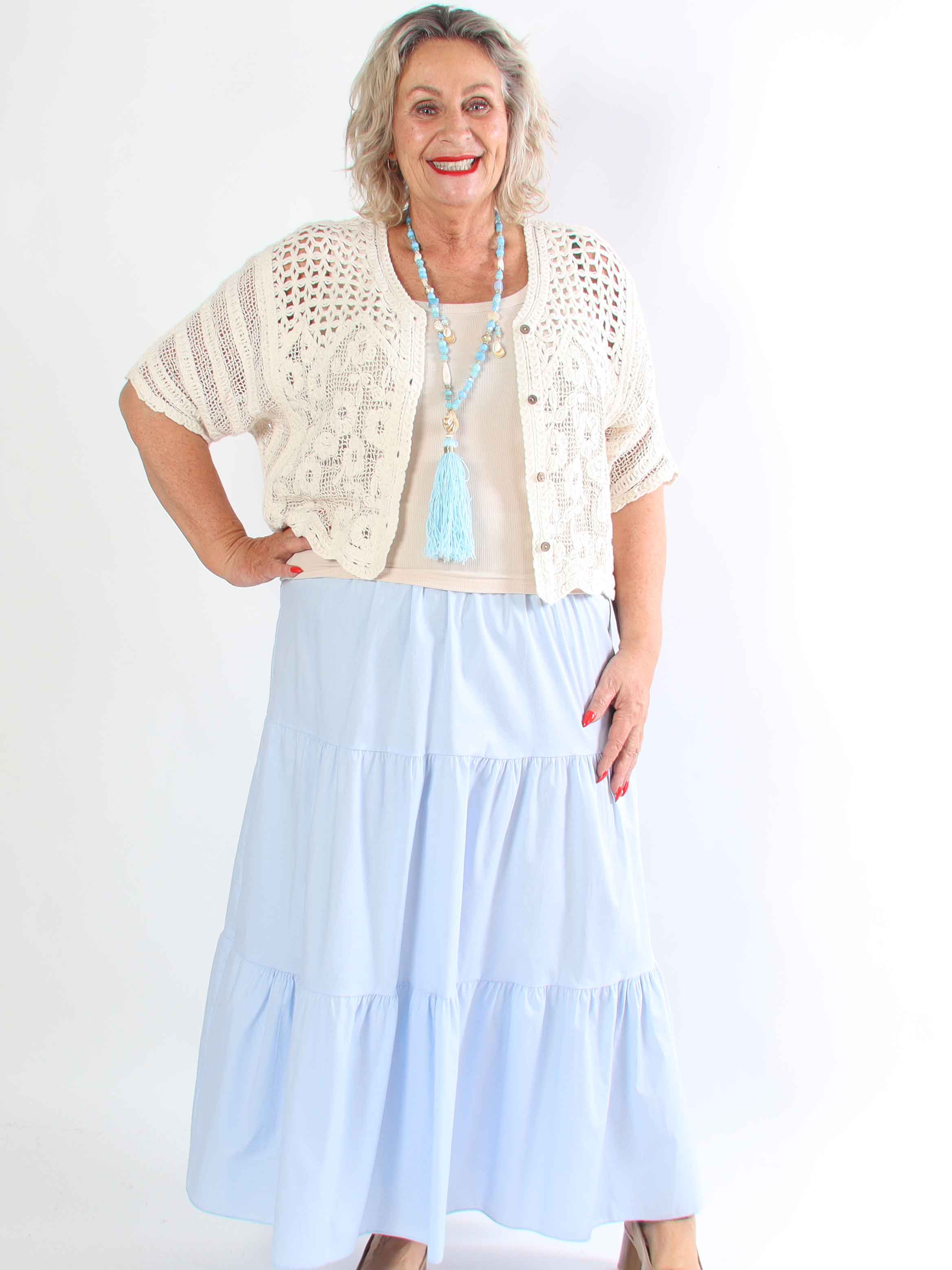 Ariella - Sød plus size nederdel i bomuld med lag-på-lag-effekt