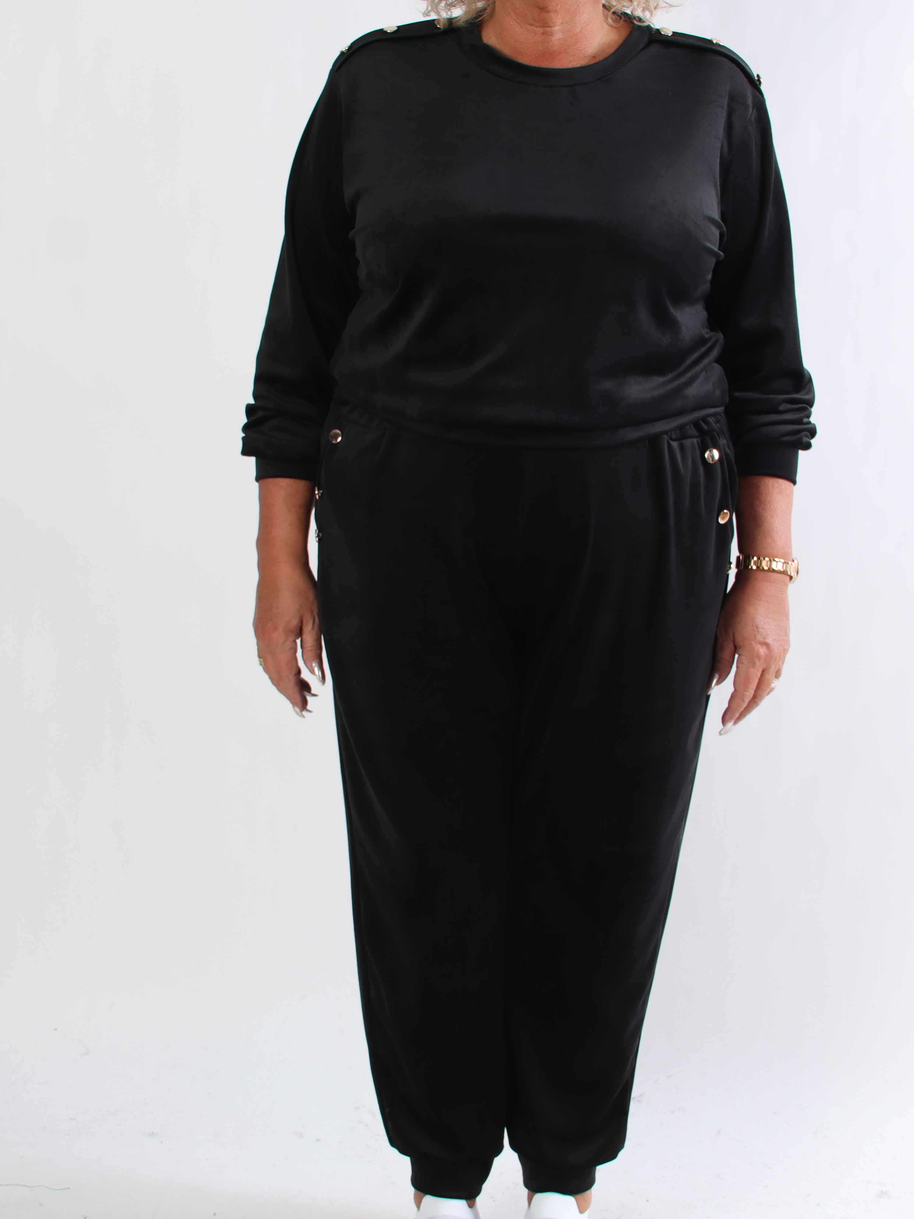 Arina - Mjuk velour plus size mjukisset med guldknappar