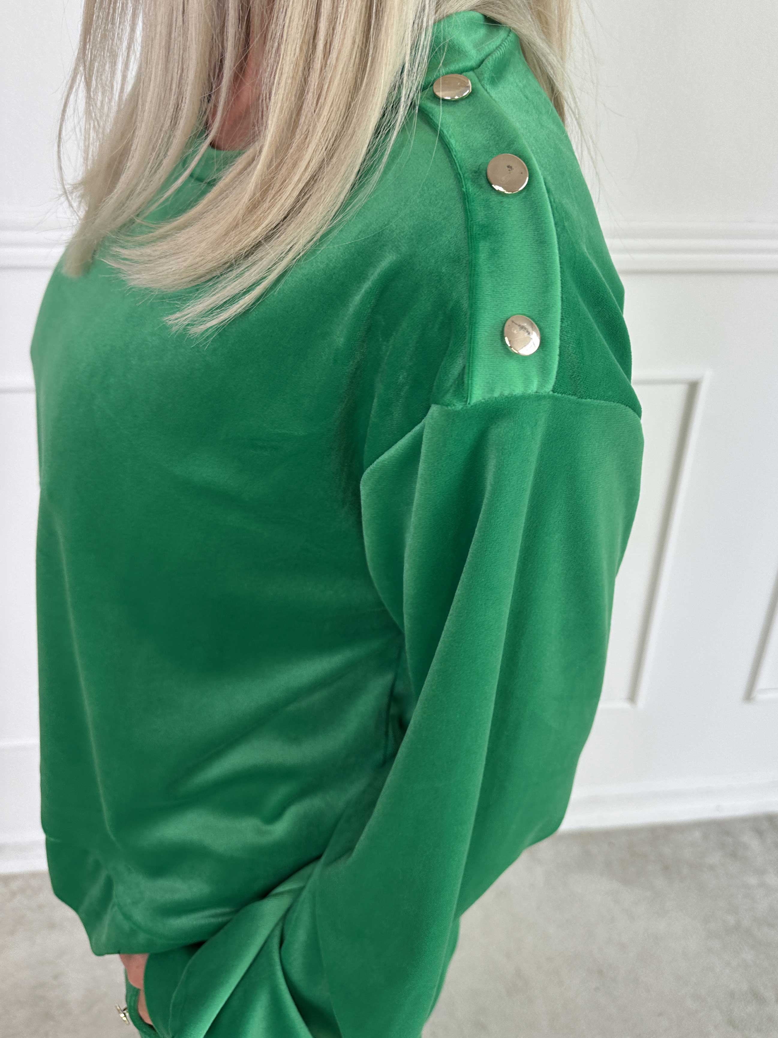 Arina - Mjuk velour mjukisset med guldknappar