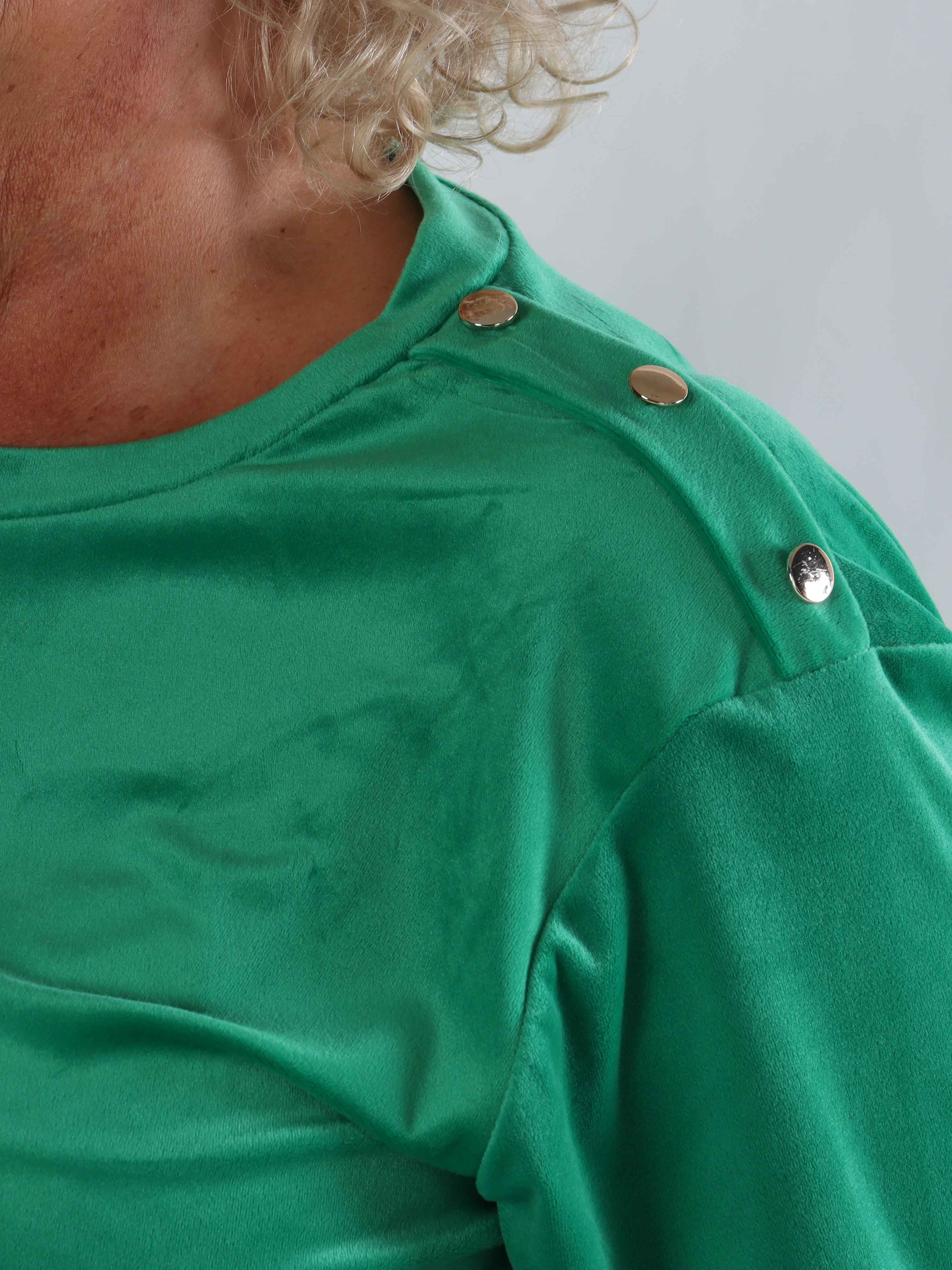 Arina - Mjuk velour plus size mjukisset med guldknappar