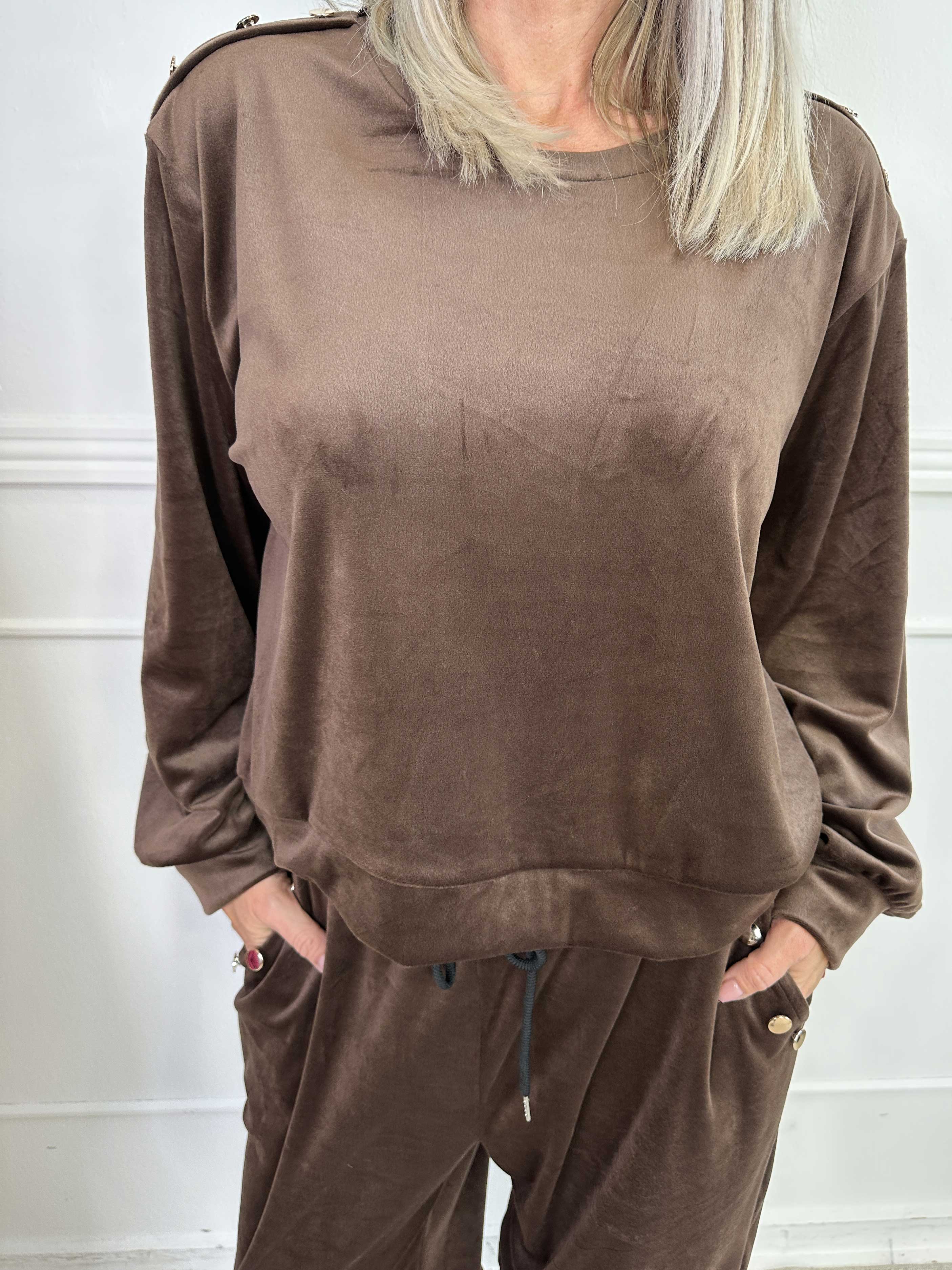 Arina - Mjuk velour mjukisset med guldknappar