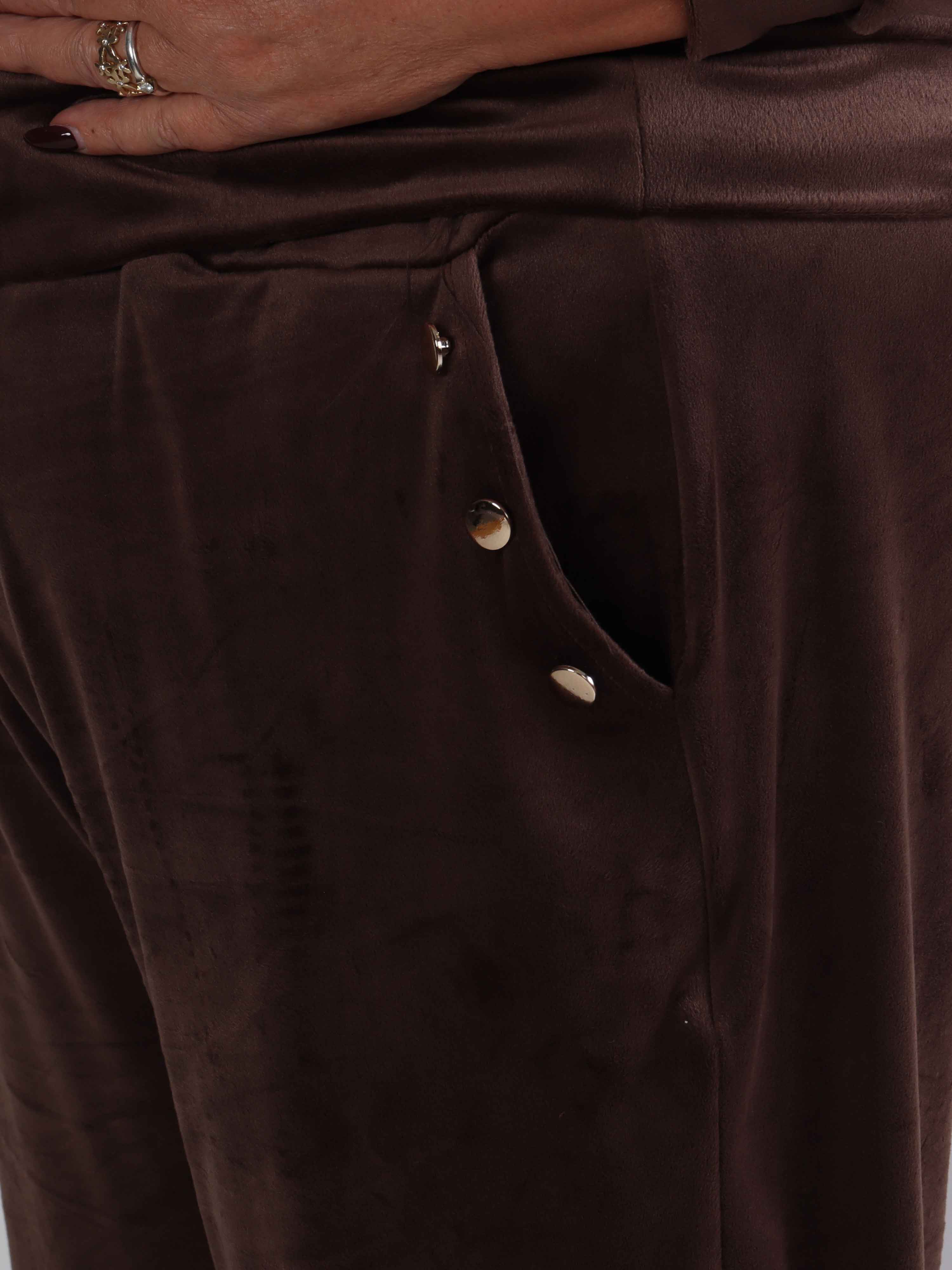 Arina - Mjuk velour plus size mjukisset med guldknappar