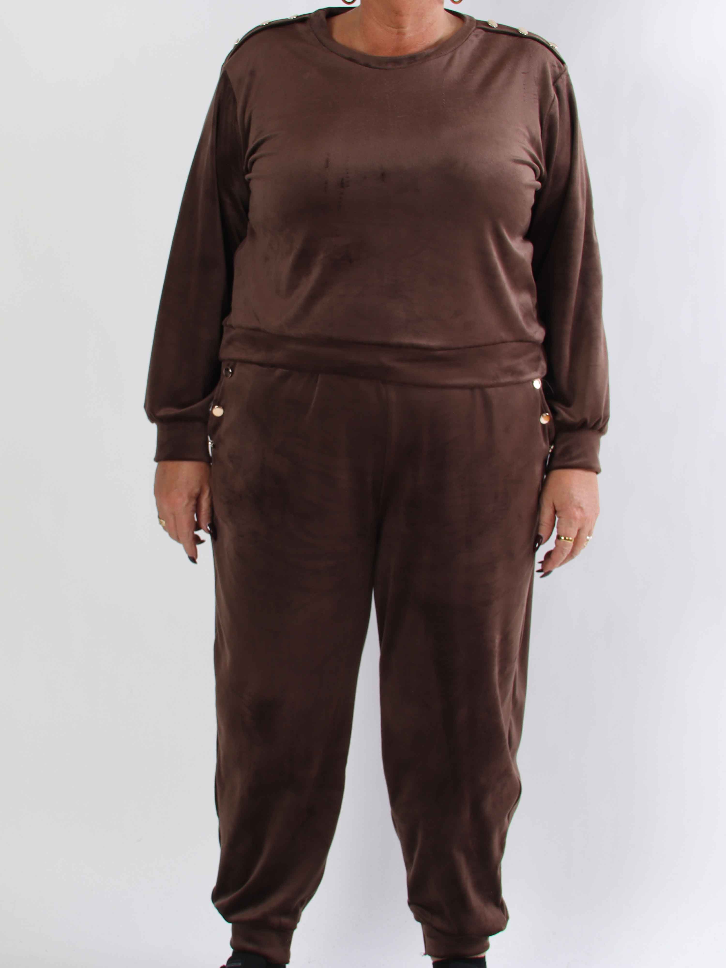 Arina - Mjuk velour plus size mjukisset med guldknappar