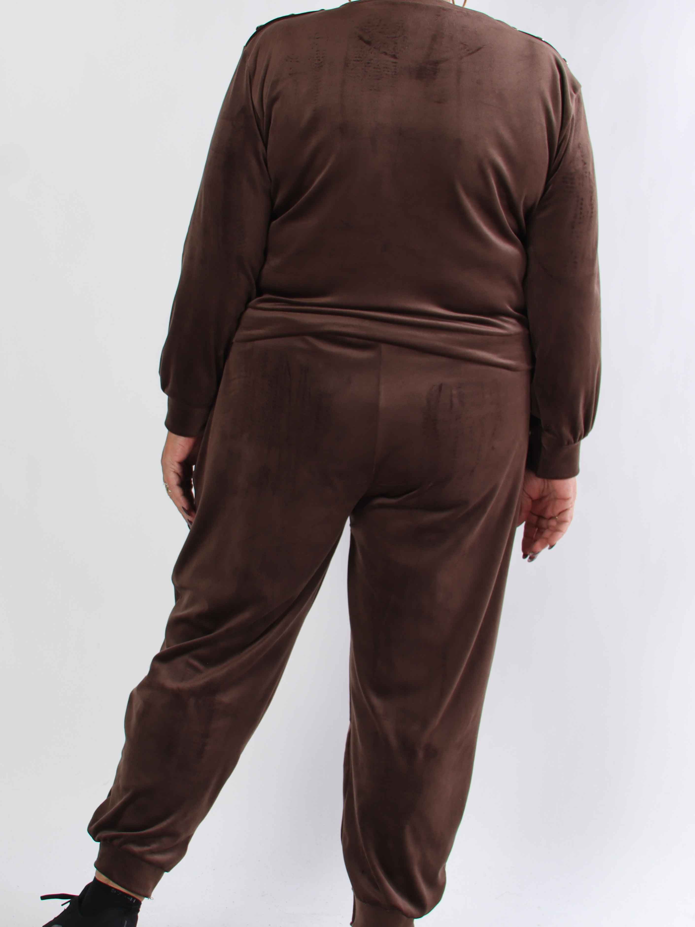 Arina - Mjuk velour plus size mjukisset med guldknappar