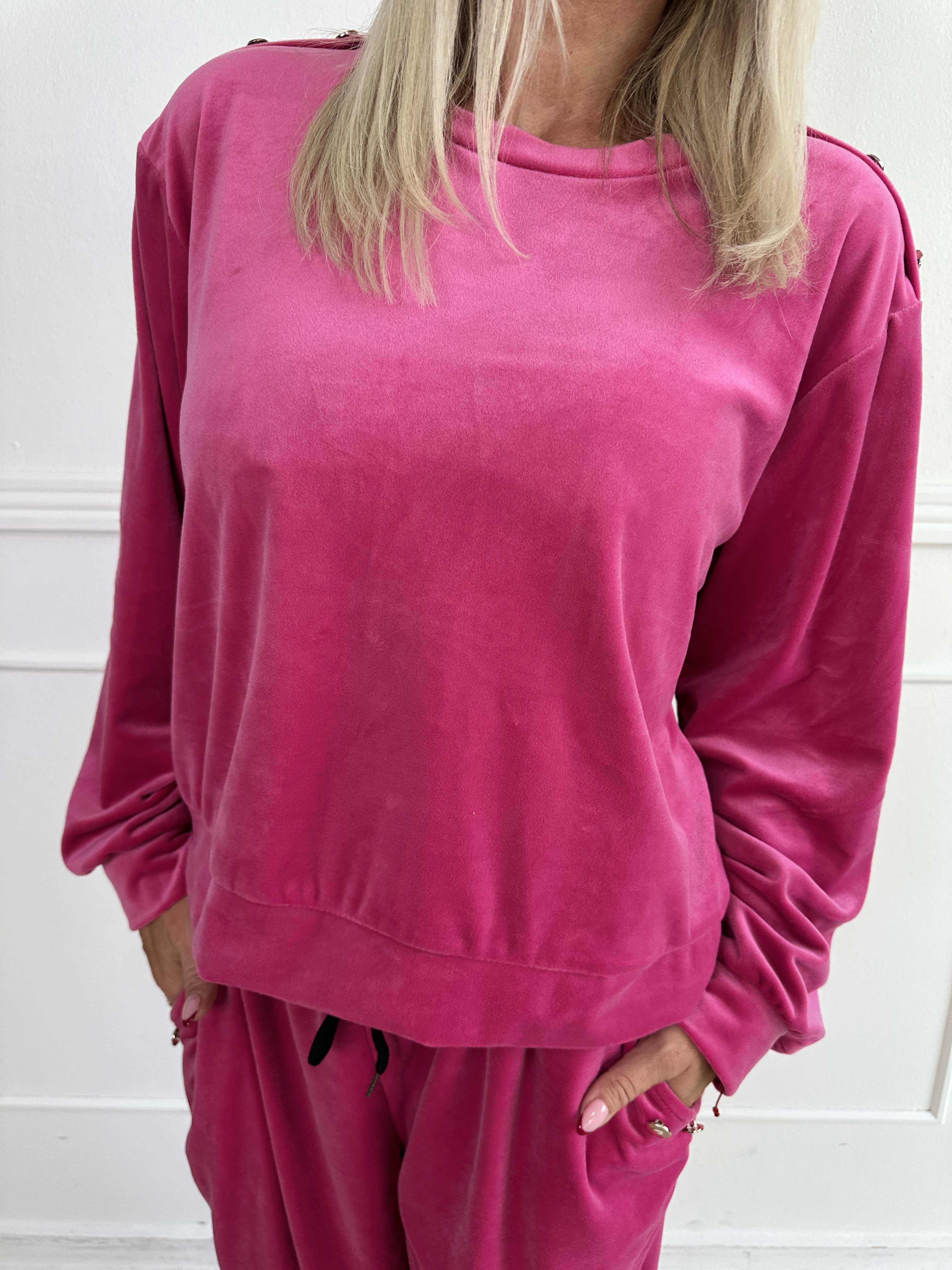 Arina - Mjuk velour mjukisset med guldknappar