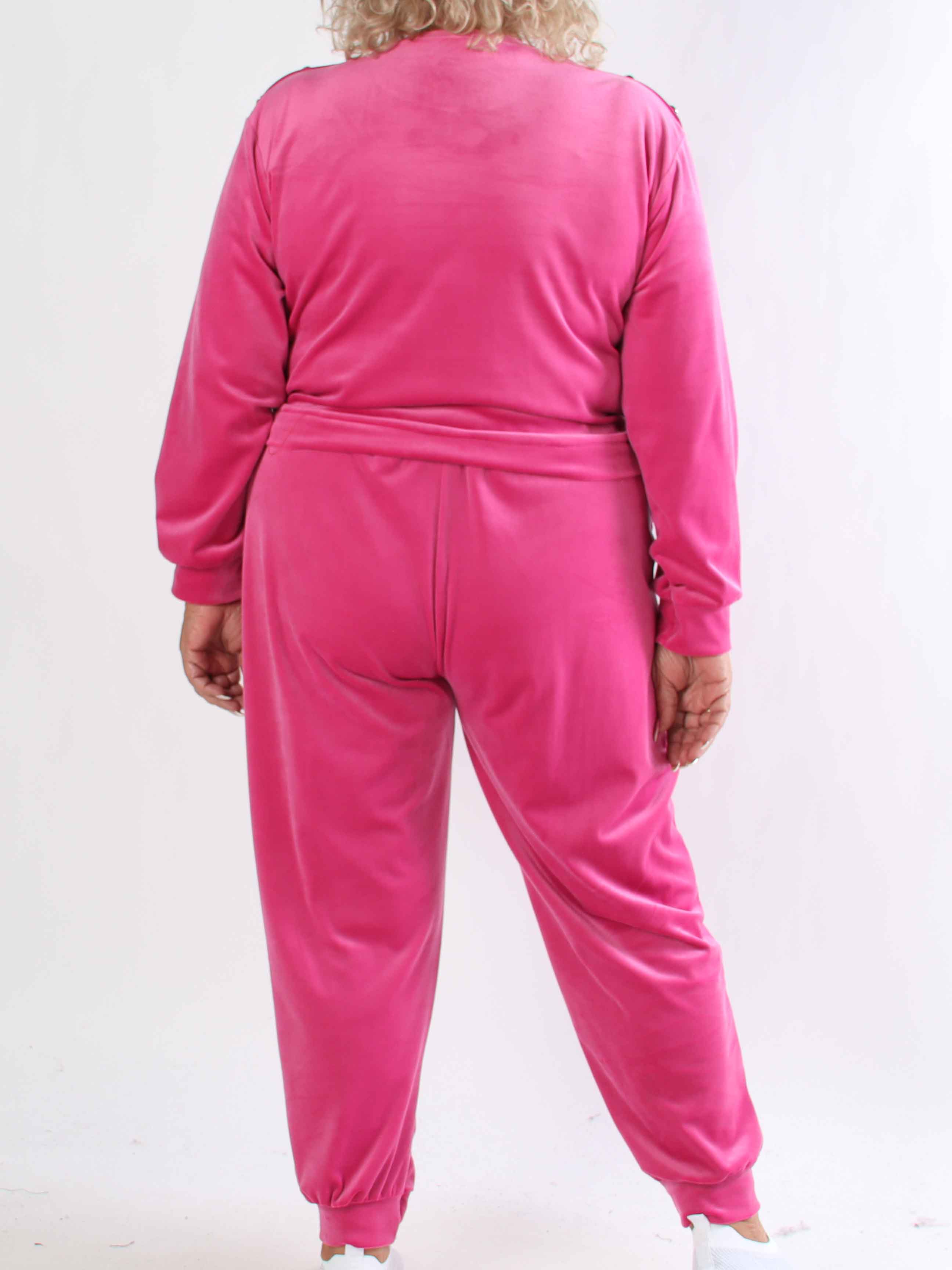 Arina - Mjuk velour plus size mjukisset med guldknappar