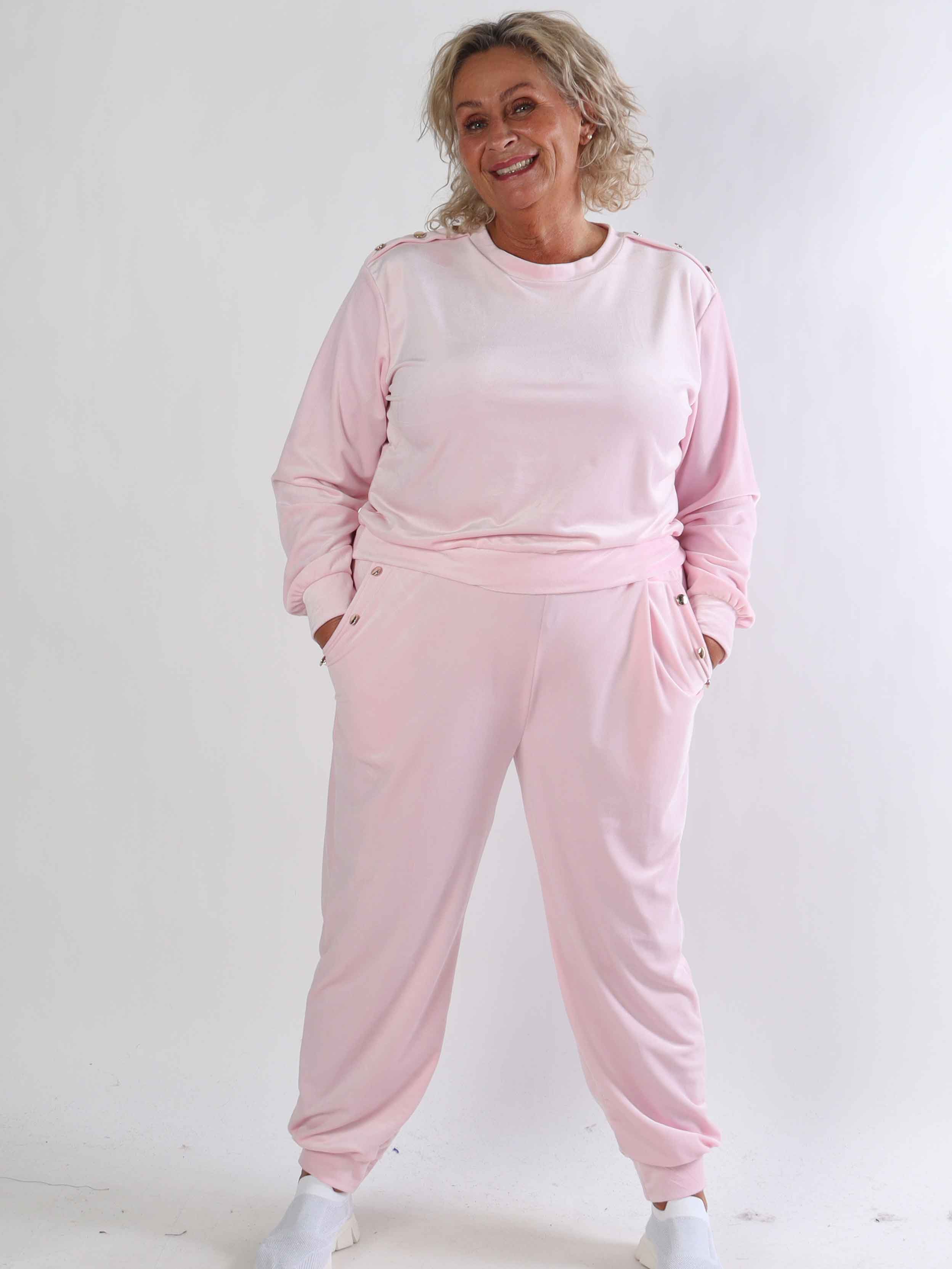 Arina - Mjuk velour plus size mjukisset med guldknappar