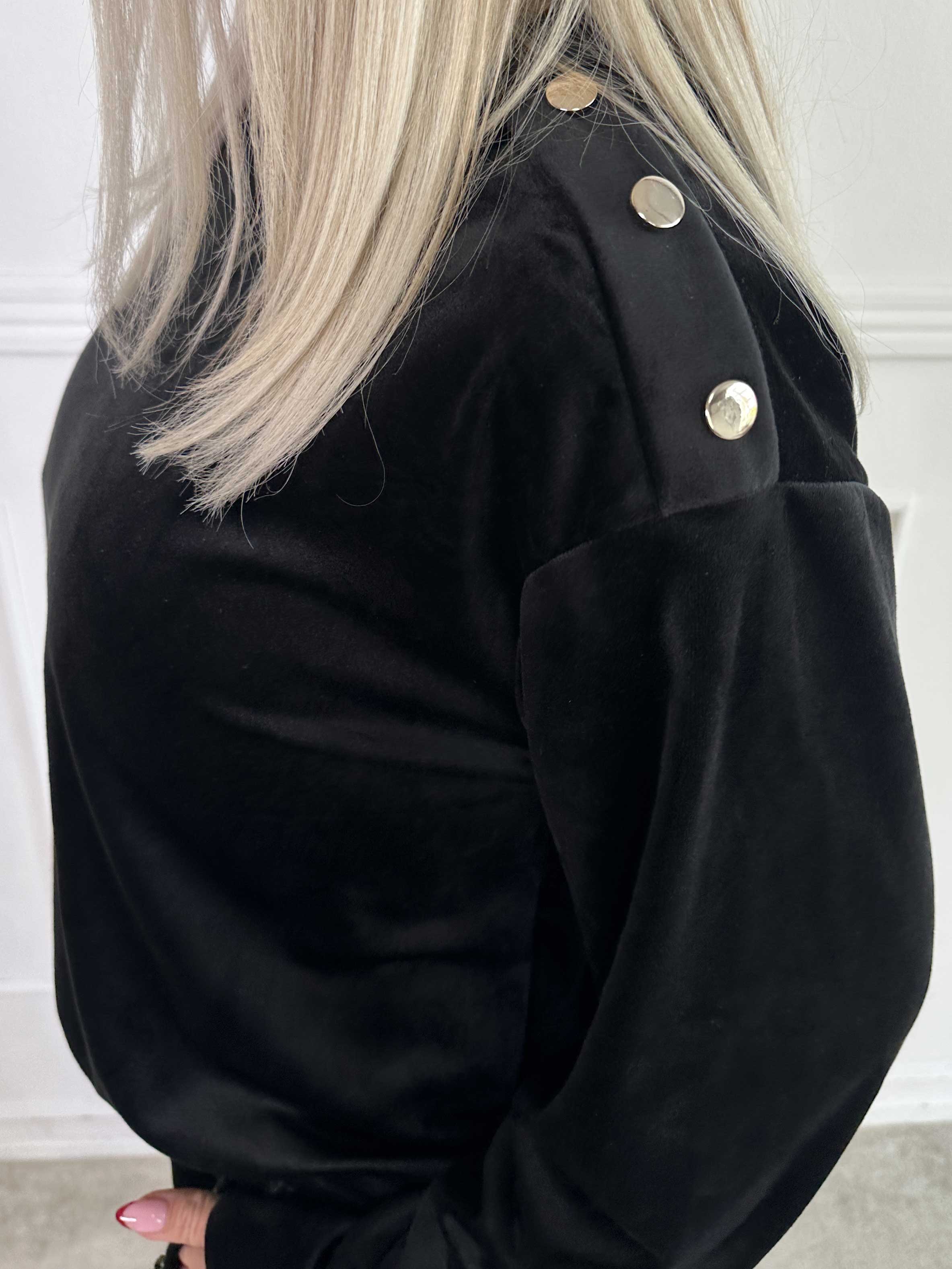 Arina - Mjuk velour mjukisset med guldknappar