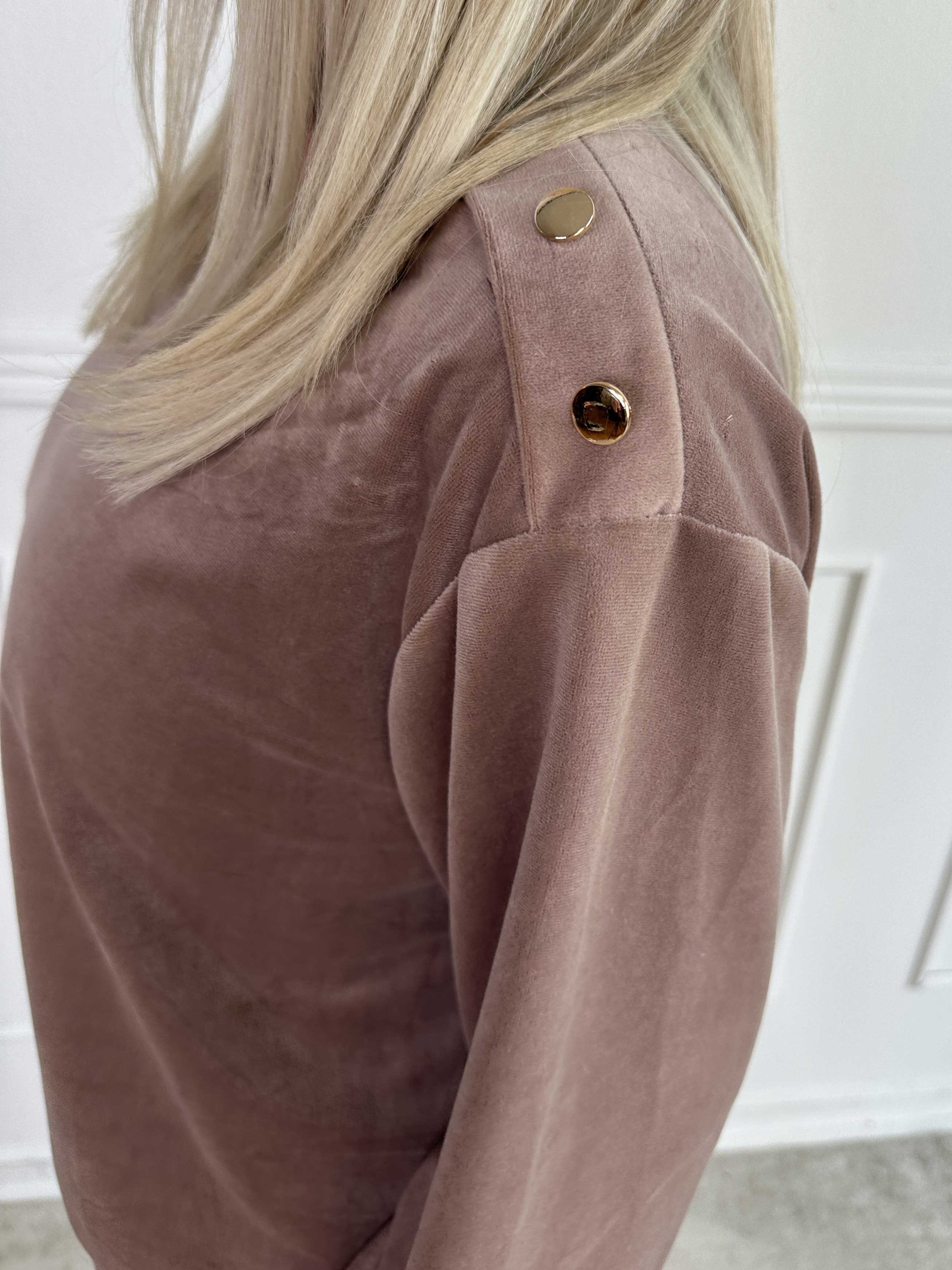 Arina - Mjuk velour mjukisset med guldknappar