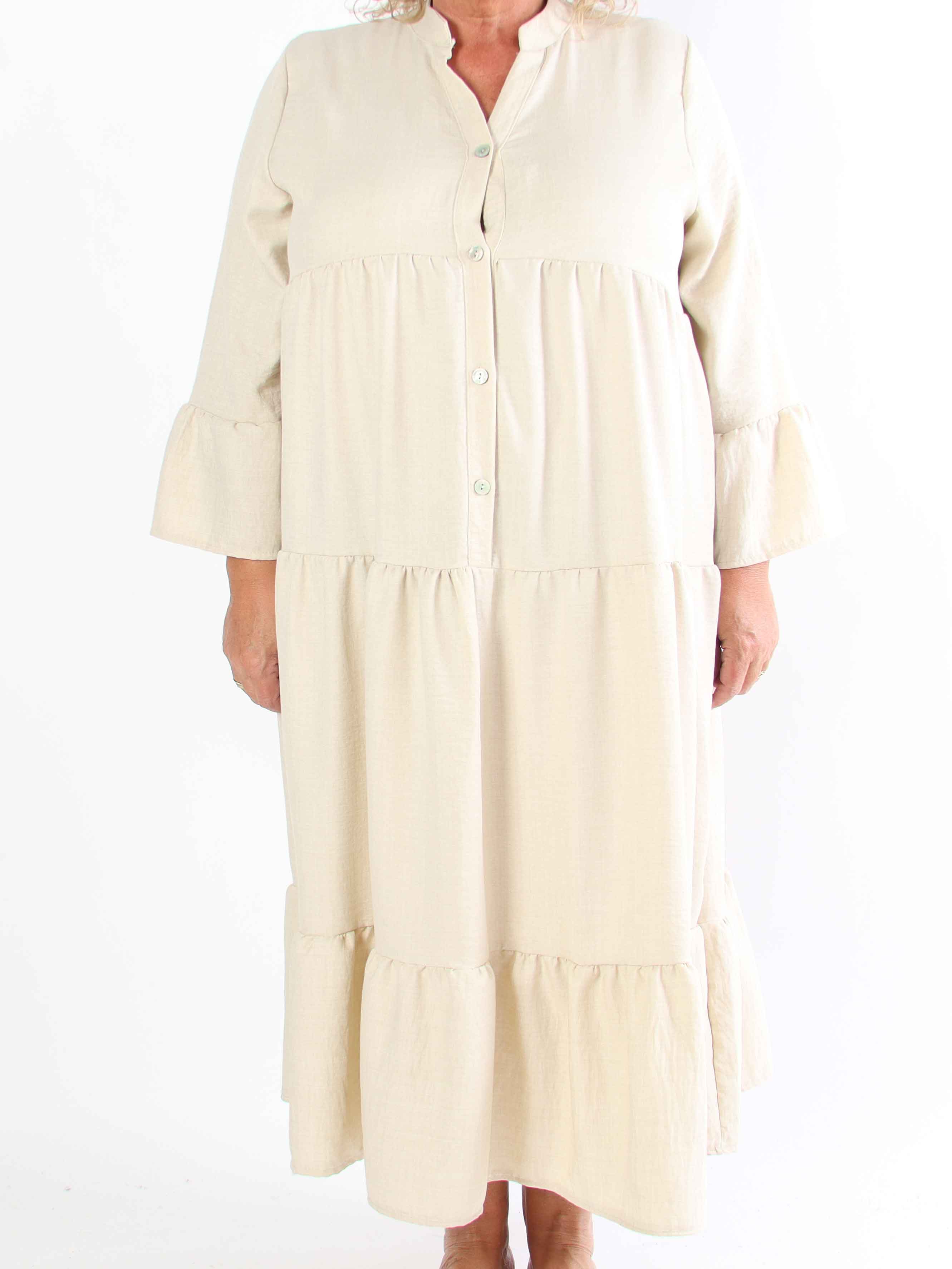 Arjana - Plus size-klänning med lager-på-lager-look och knappar