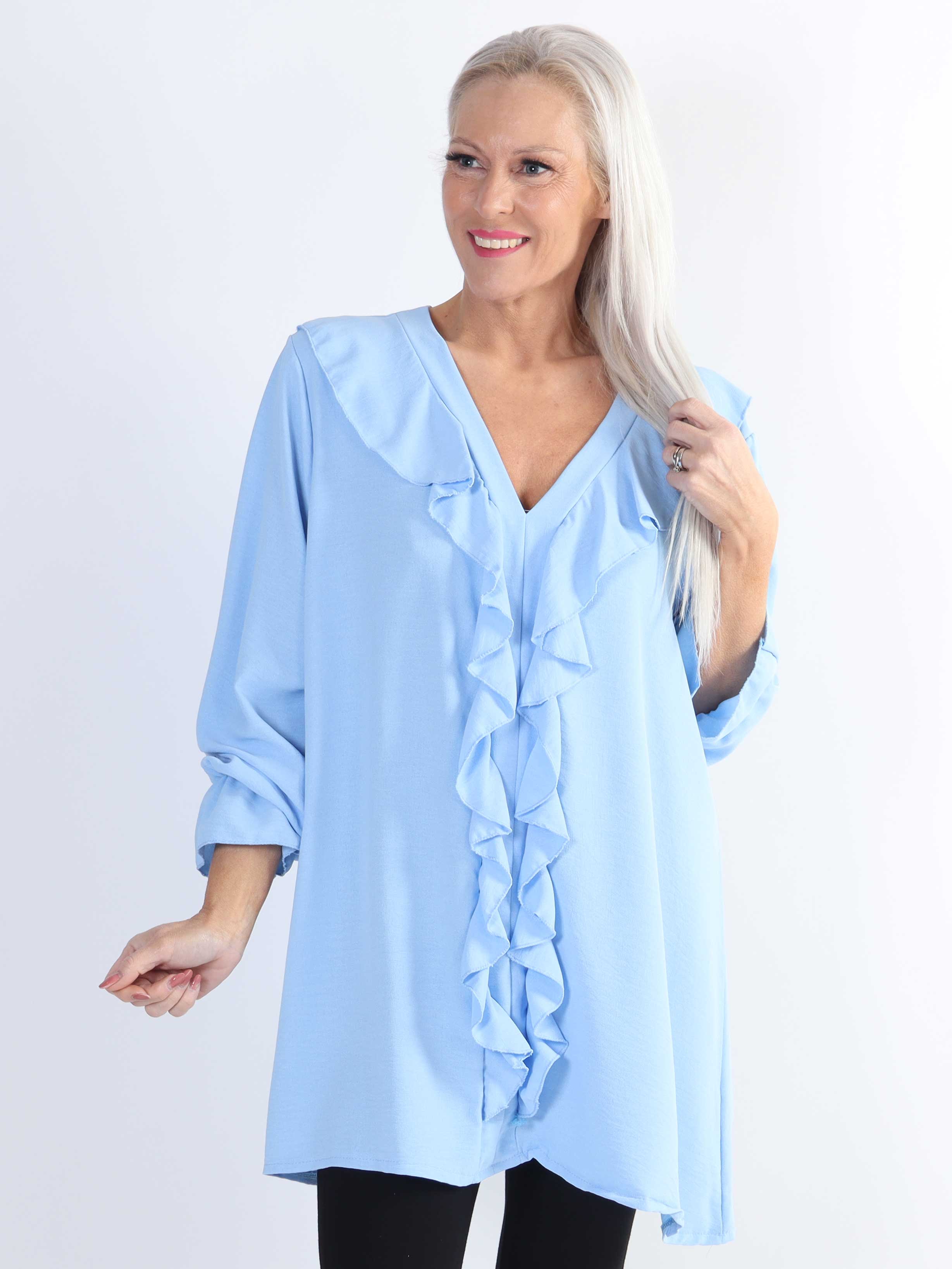 Ava - Söt tunika med volanger i stora storlekar