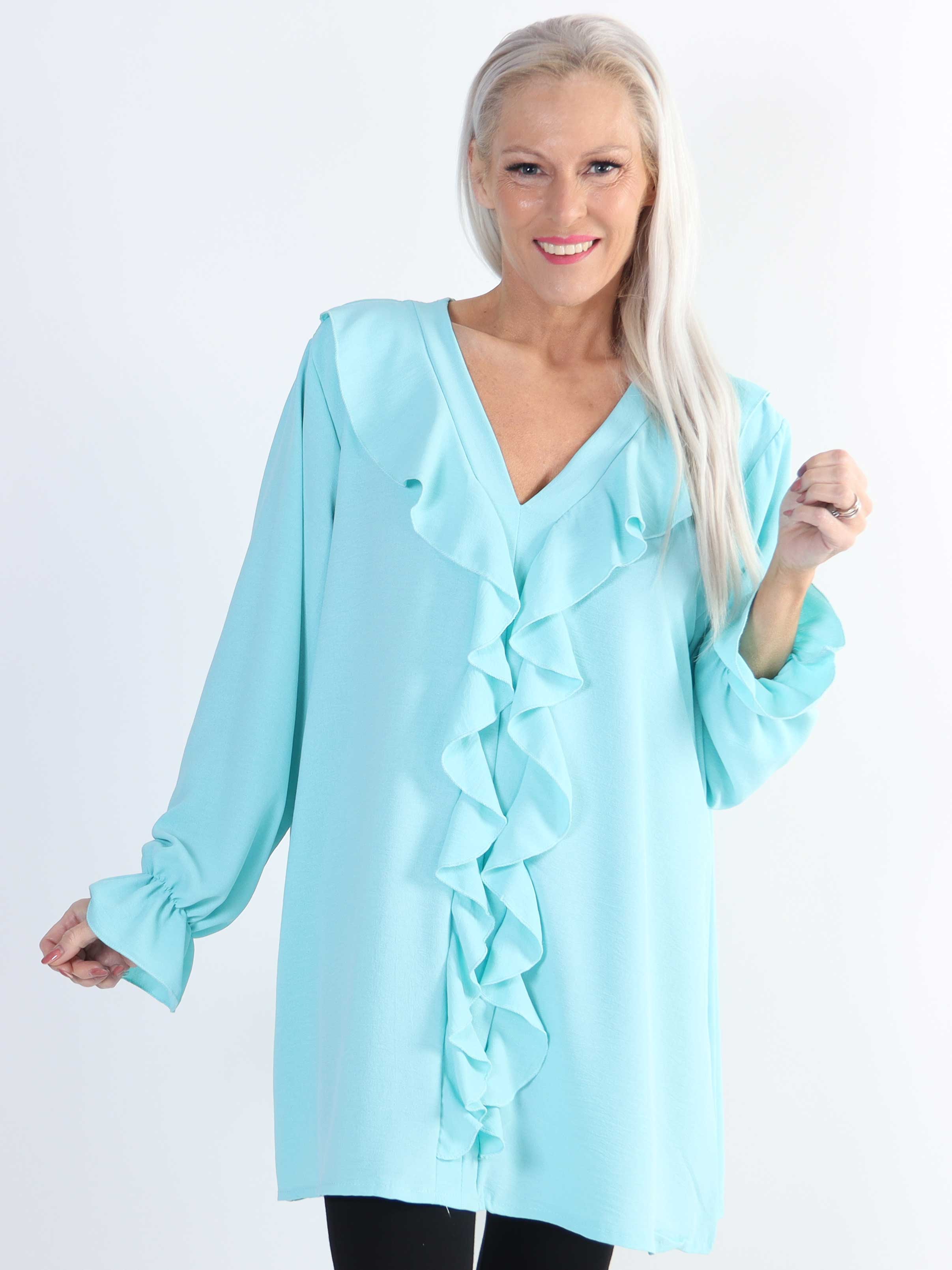 Ava - Söt tunika med volanger i stora storlekar