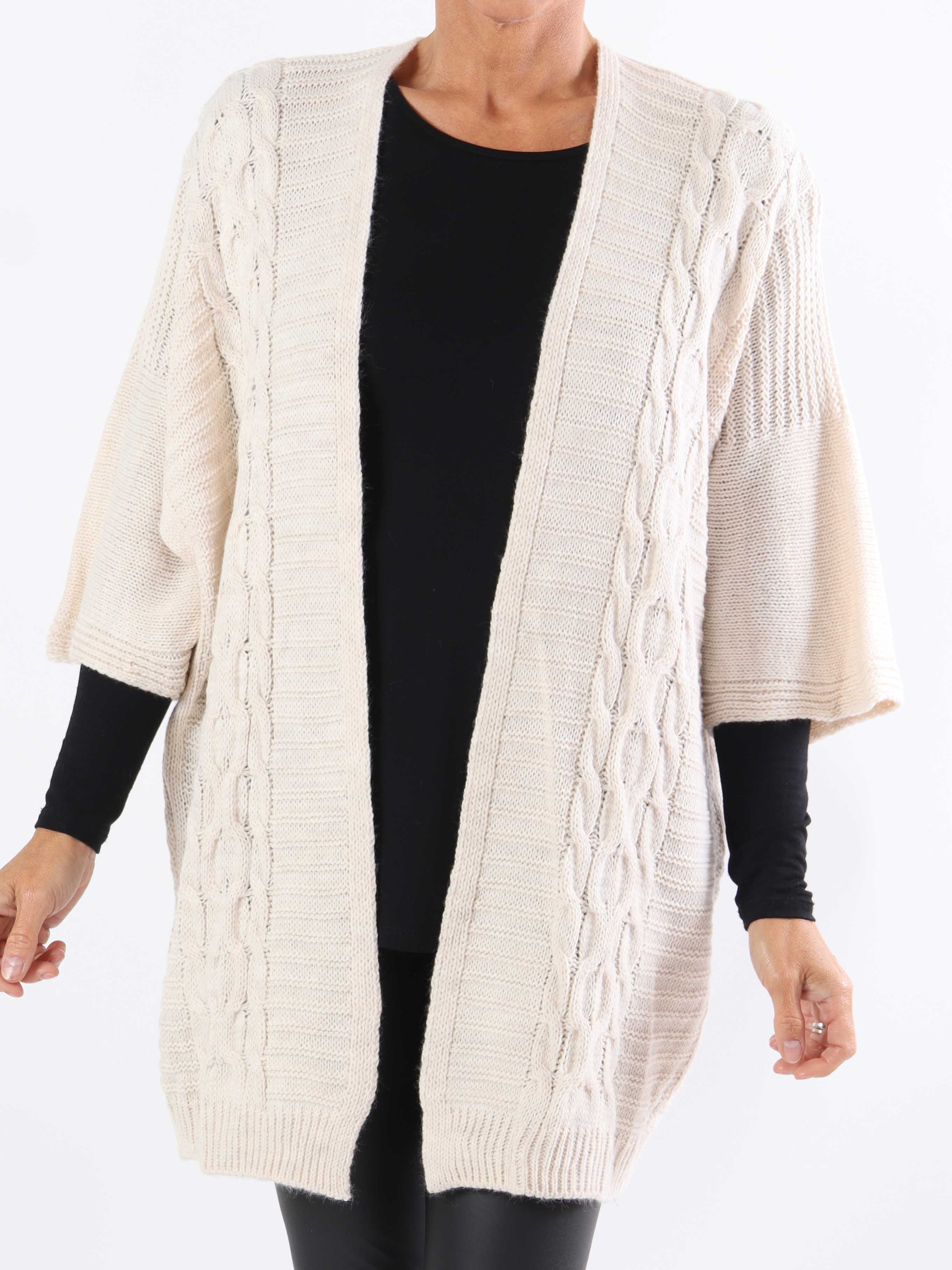 Avalon - Stickad cardigan i plus size med korta ärmar