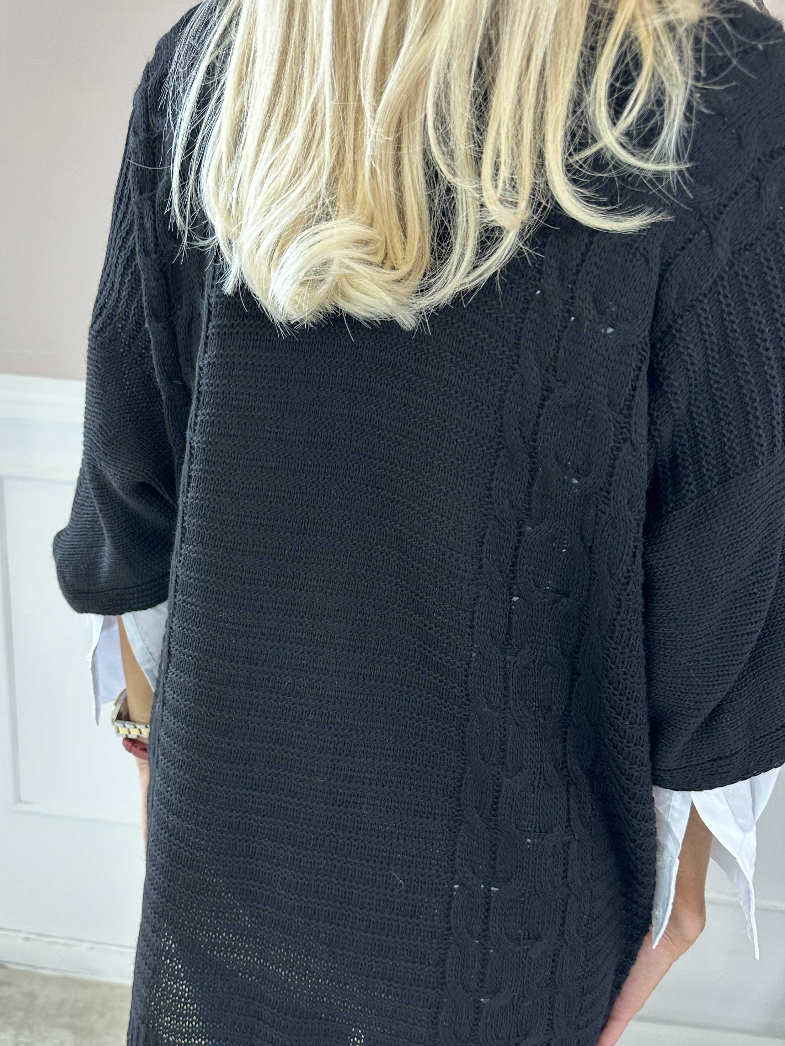 Avalon - Stickad cardigan med korta ärmar