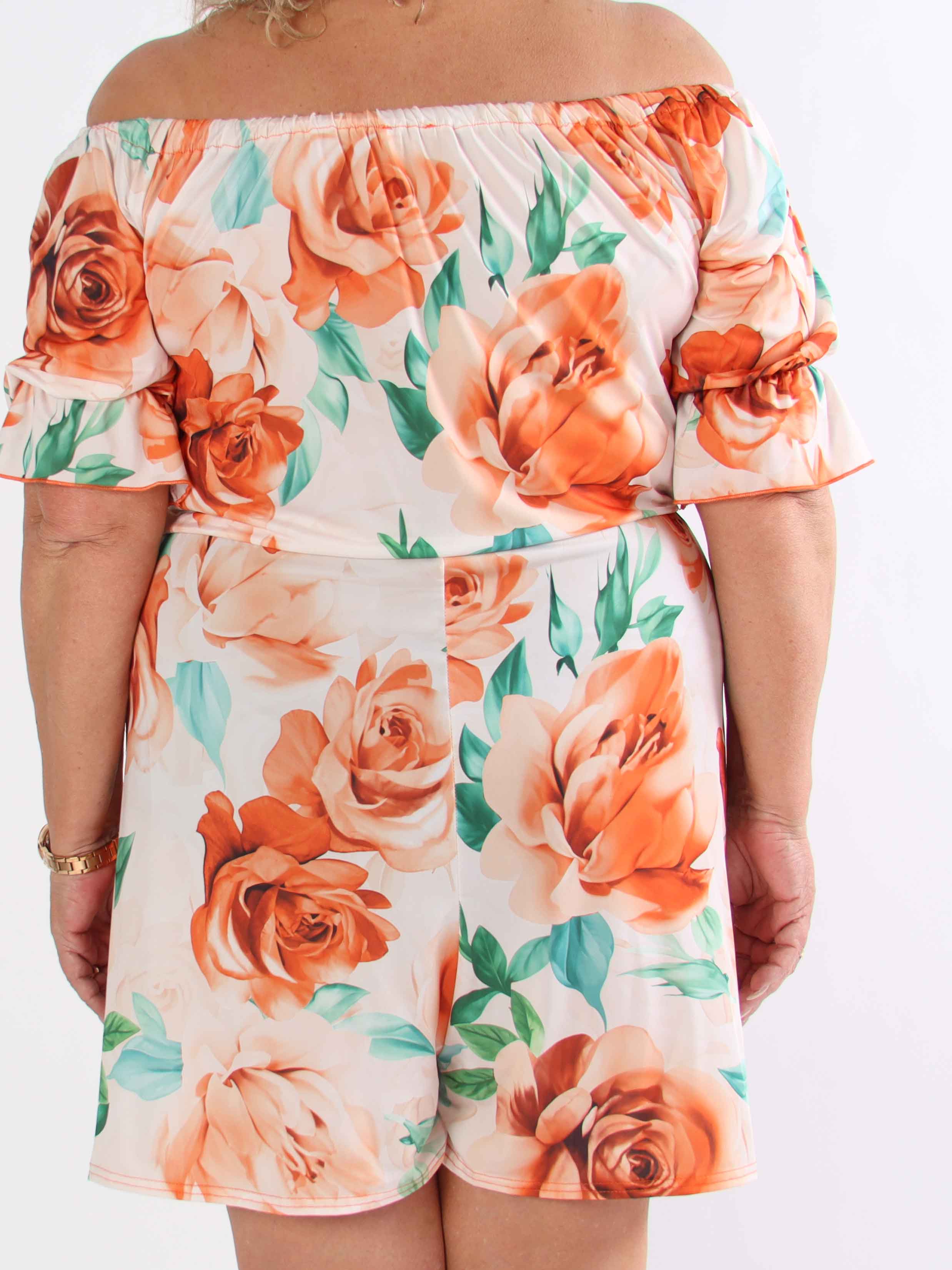 Ayla Playsuit - Elastisk plus size blommig byxdräkt