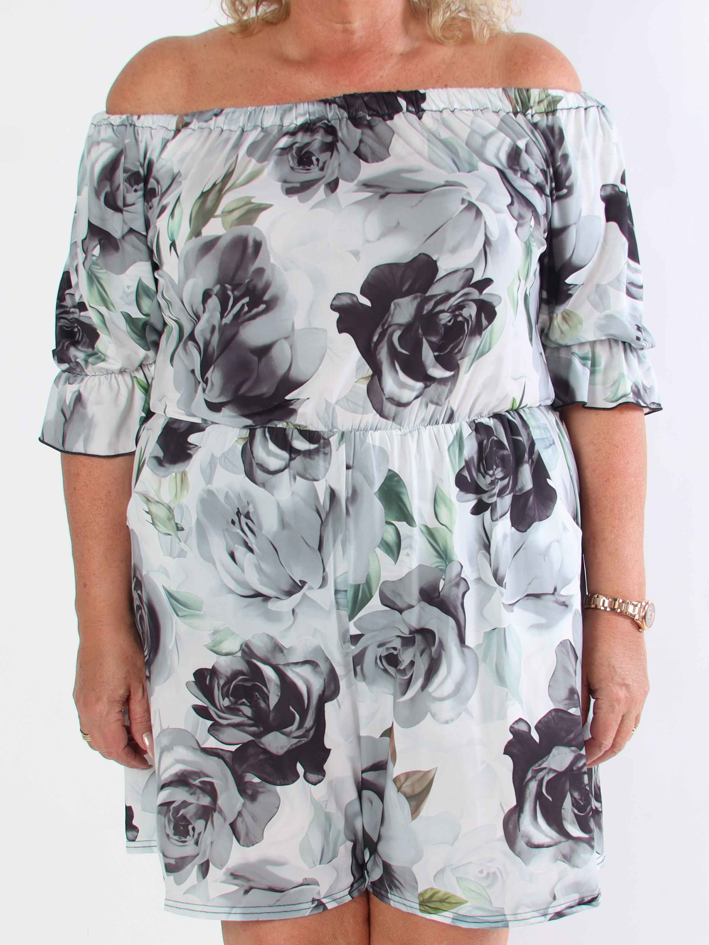 Ayla Playsuit - Elastisk plus size blommig byxdräkt