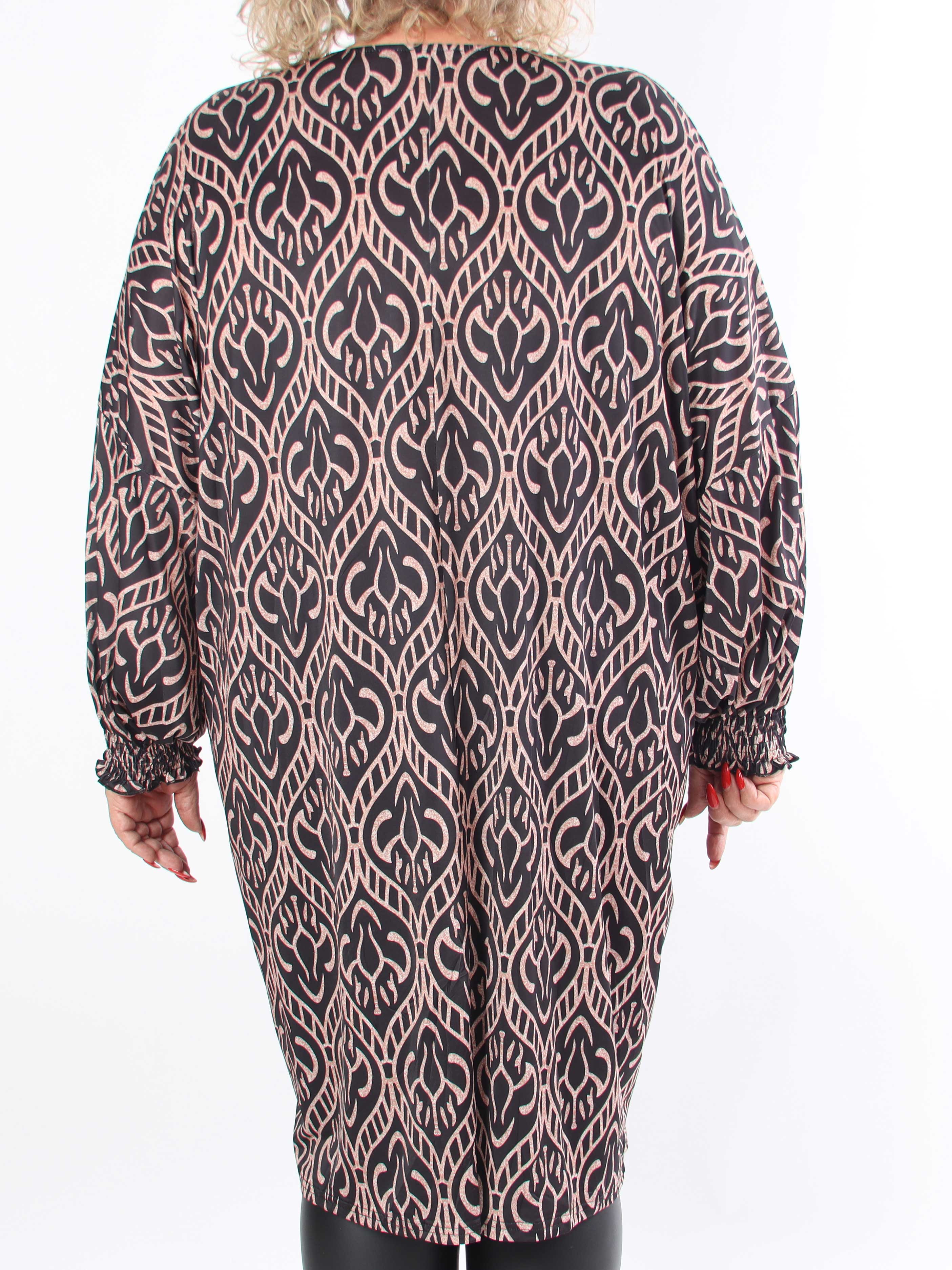 Azmina Boho L/S - Tunikaklänning i plus size med resår och lös passform