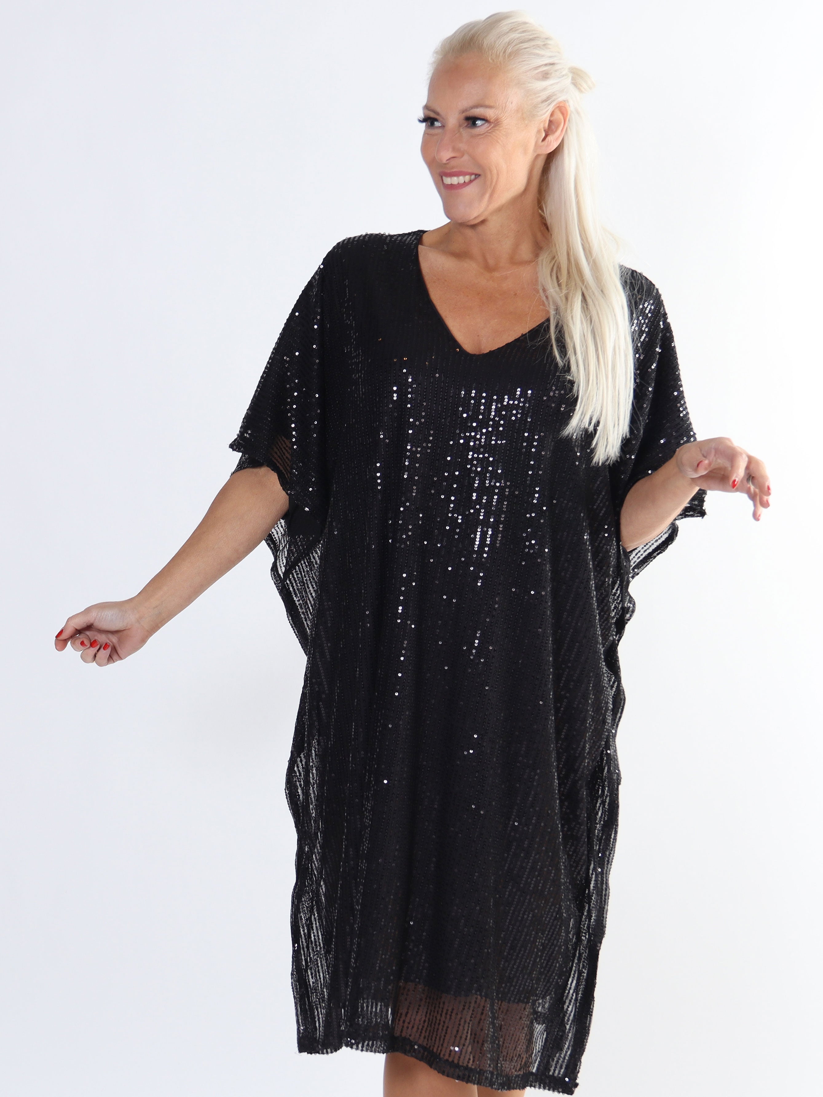 Azmina - Tunikaklänning med paljetter i stor storlek