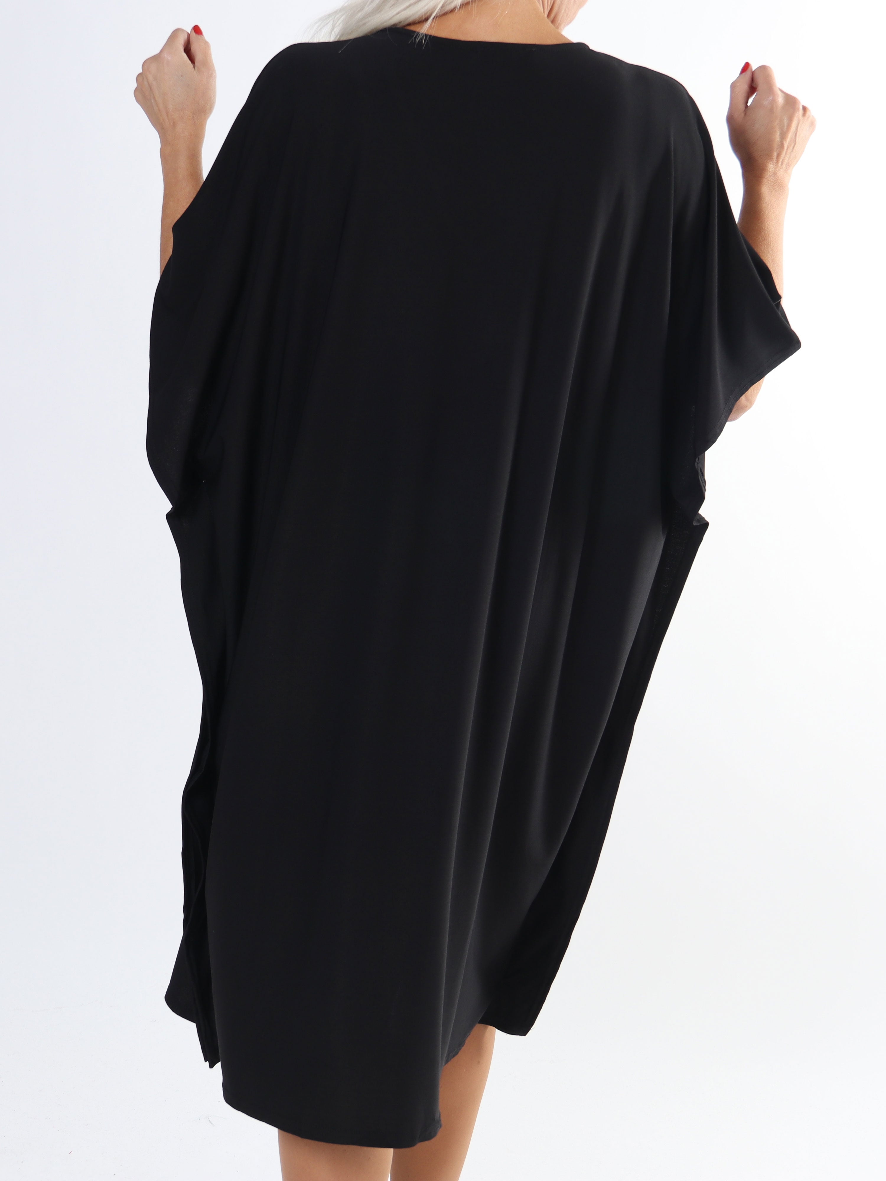 Azmina Plain - Slät elastisk tunikaklänning i plus size med lös passform