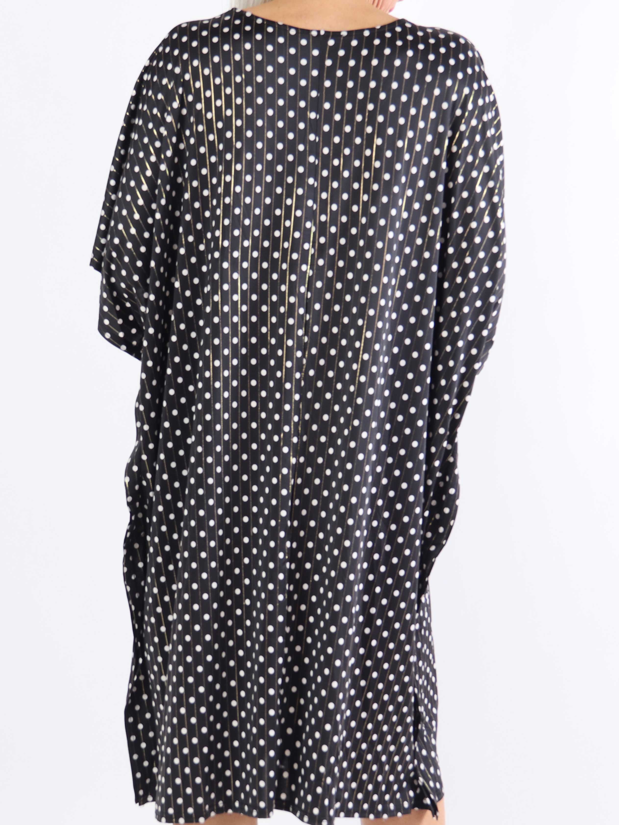 Azmina Dot - Elastisk plus size tunikaklänning i lös passform