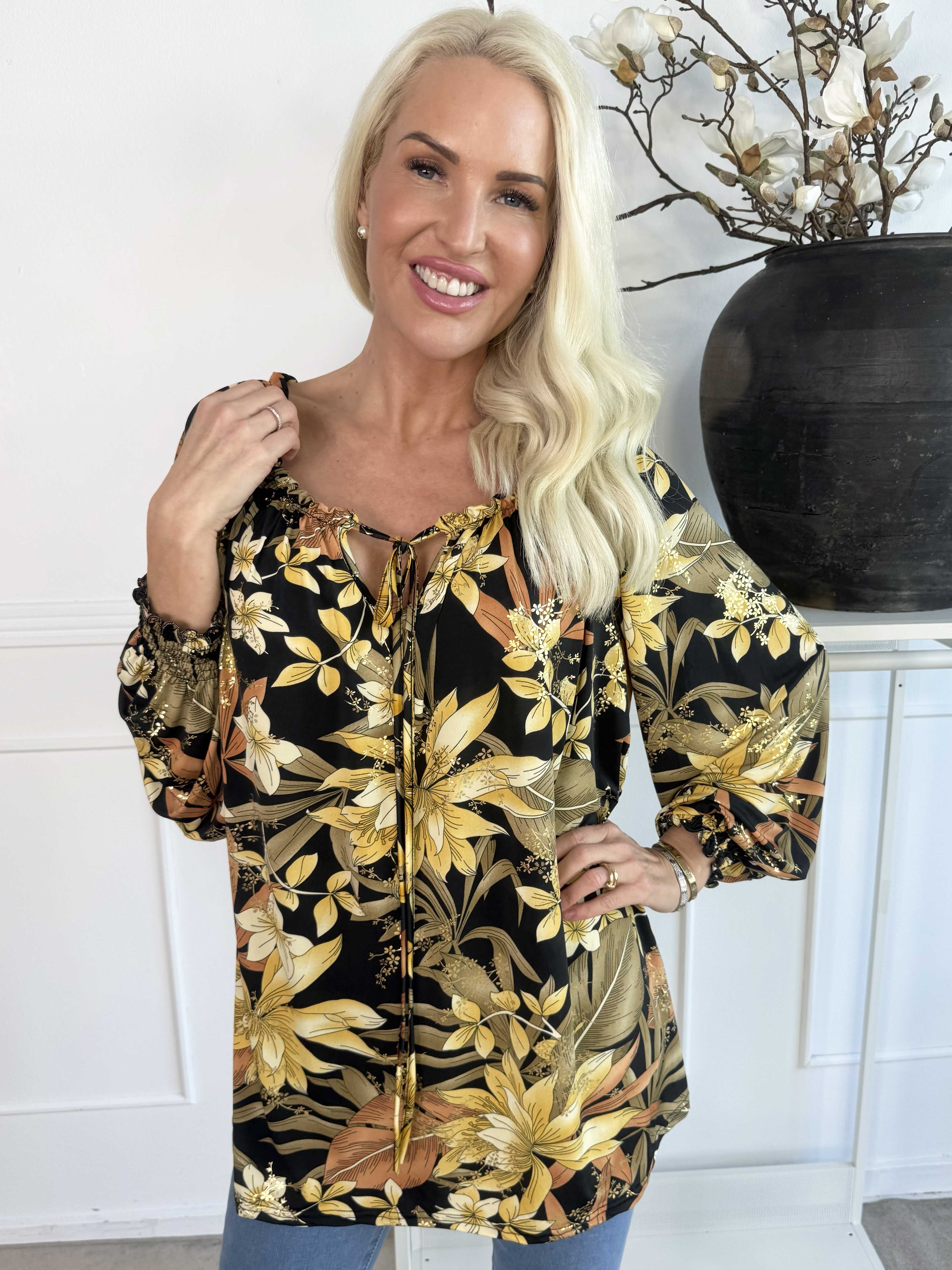 Aziras - Tunika i stretchigt tyg med elastisk halsringning