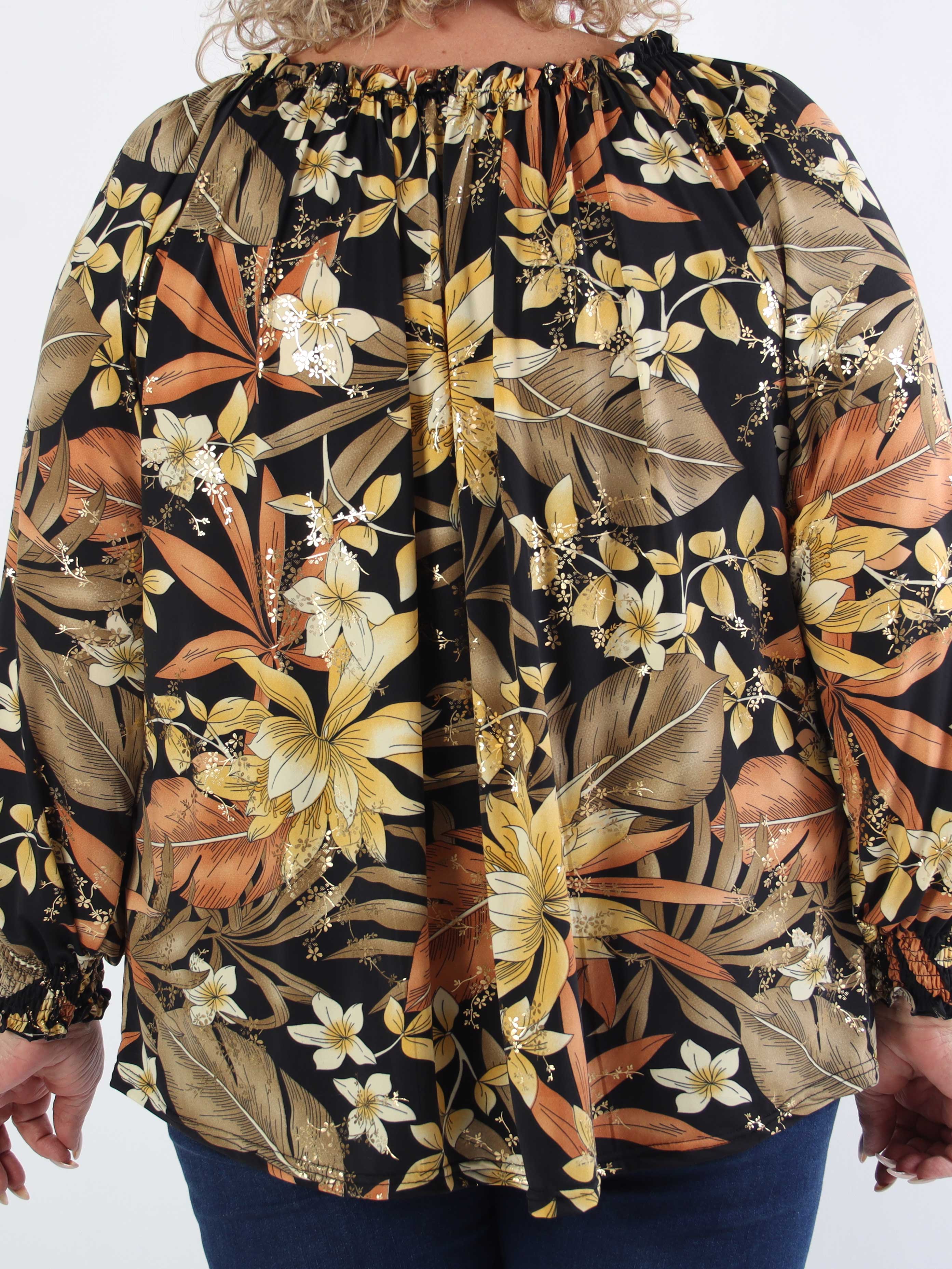 Aziras - Plus size-tunika i stretchigt tyg med elastisk halsringning