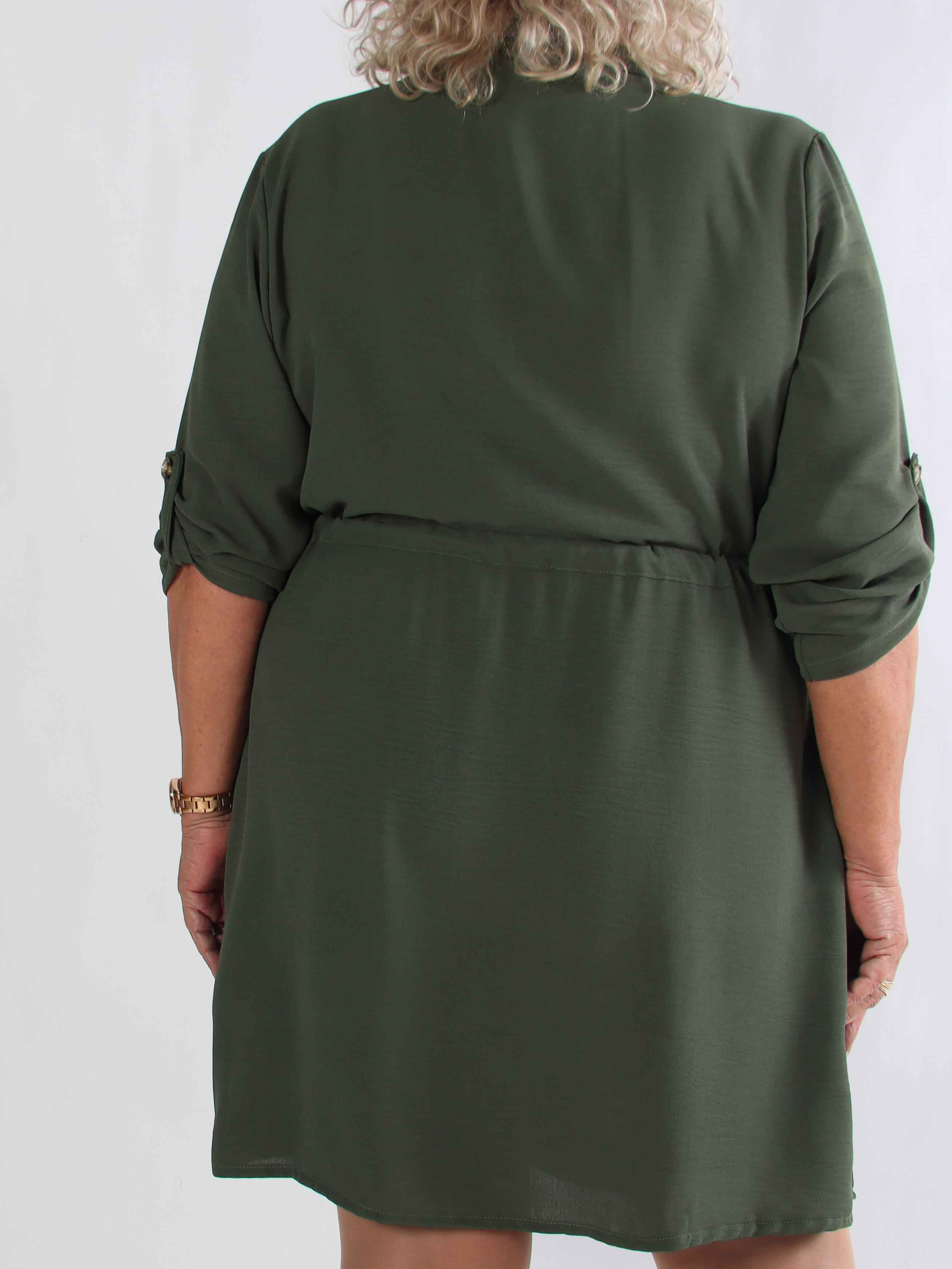 Baretta - Söt plus size skjortklänning med knytskärp i midjan