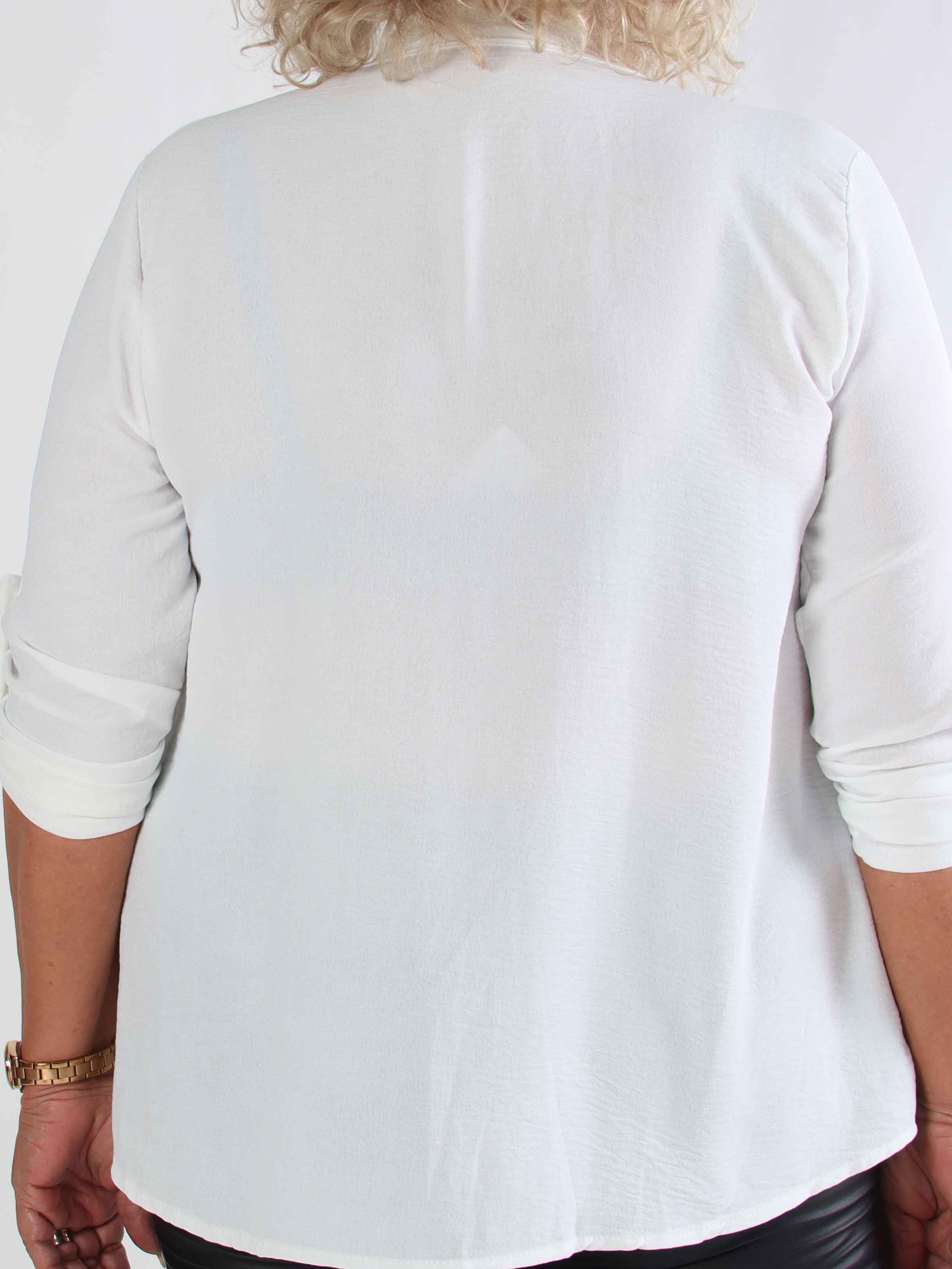 Bekka - Plus size skjorta i viskos med guldfärgade knappar och brosch