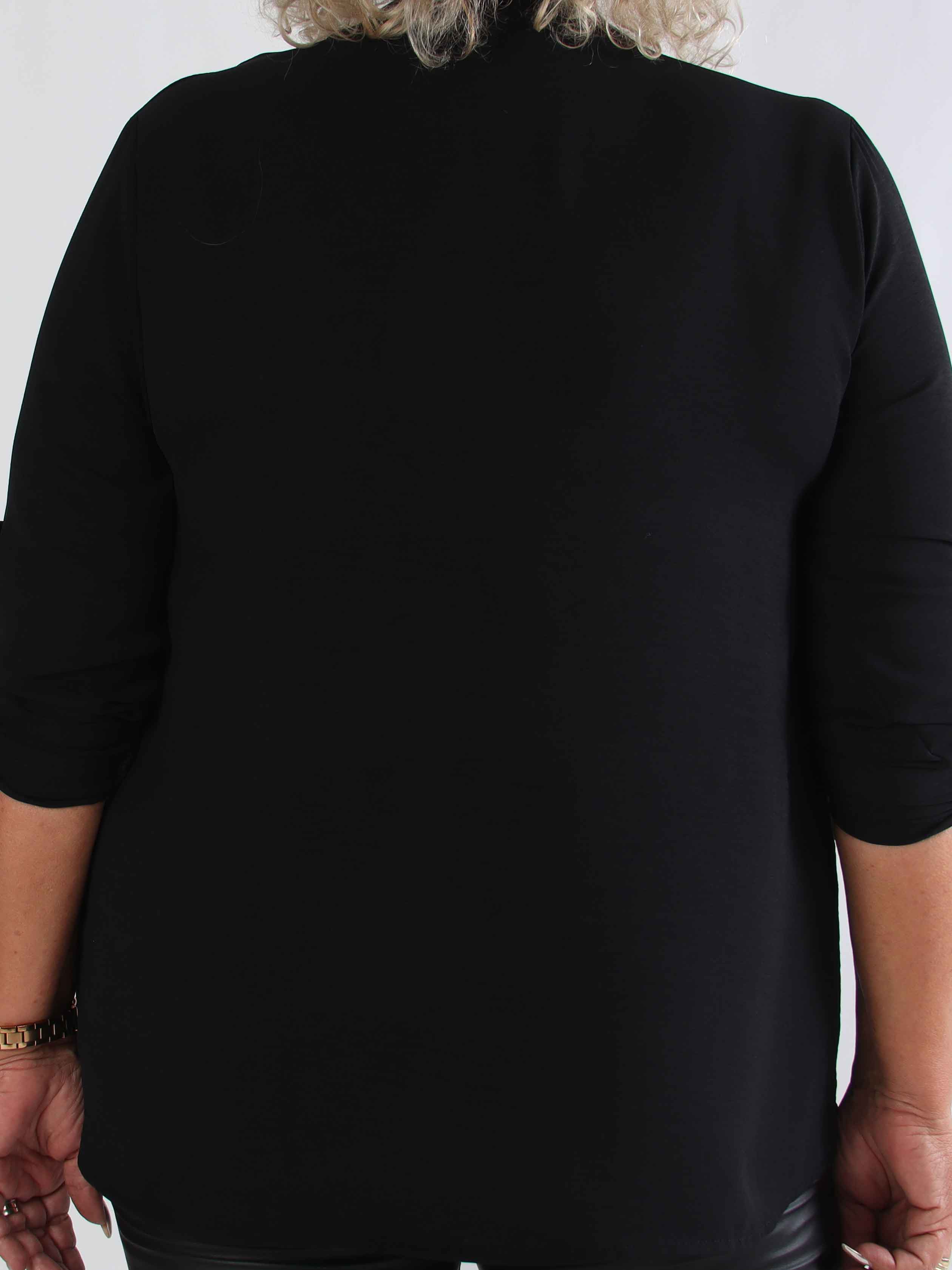 Bekka - Plus size skjorta i viskos med guldfärgade knappar och brosch