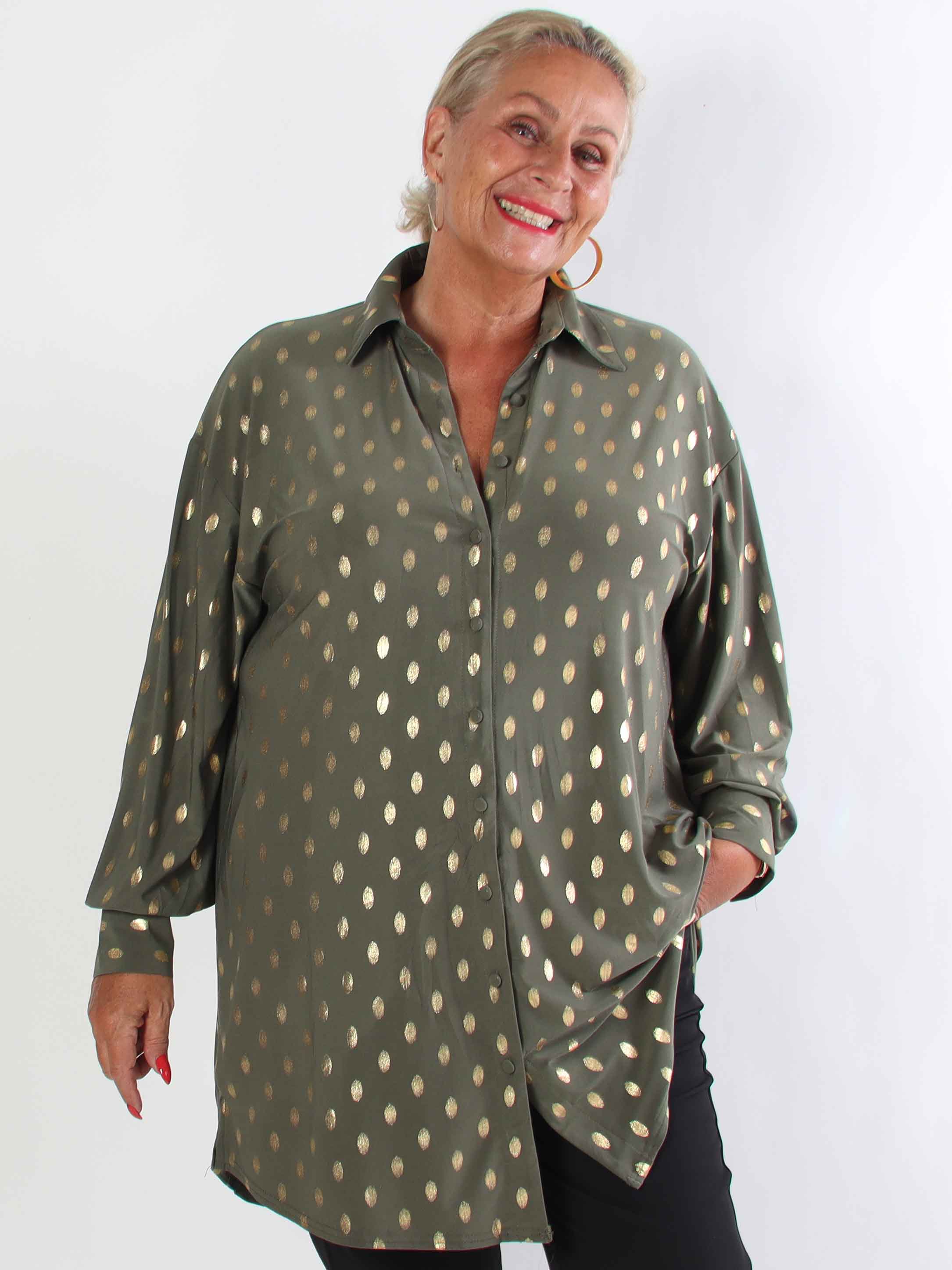 Belinda - Skjortekjole detaljeret med guld dutter