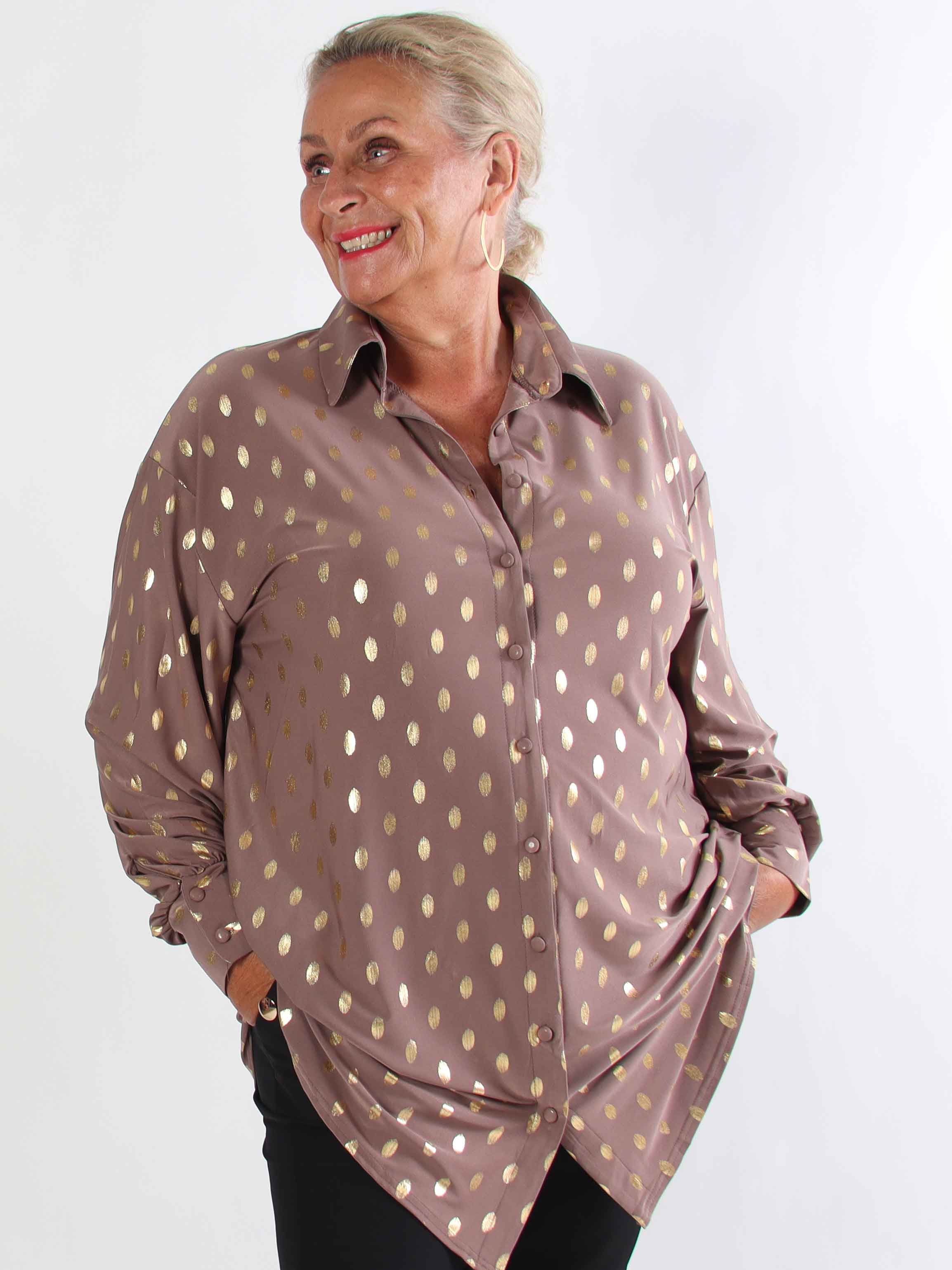 Belinda - Skjortekjole detaljeret med guld dutter