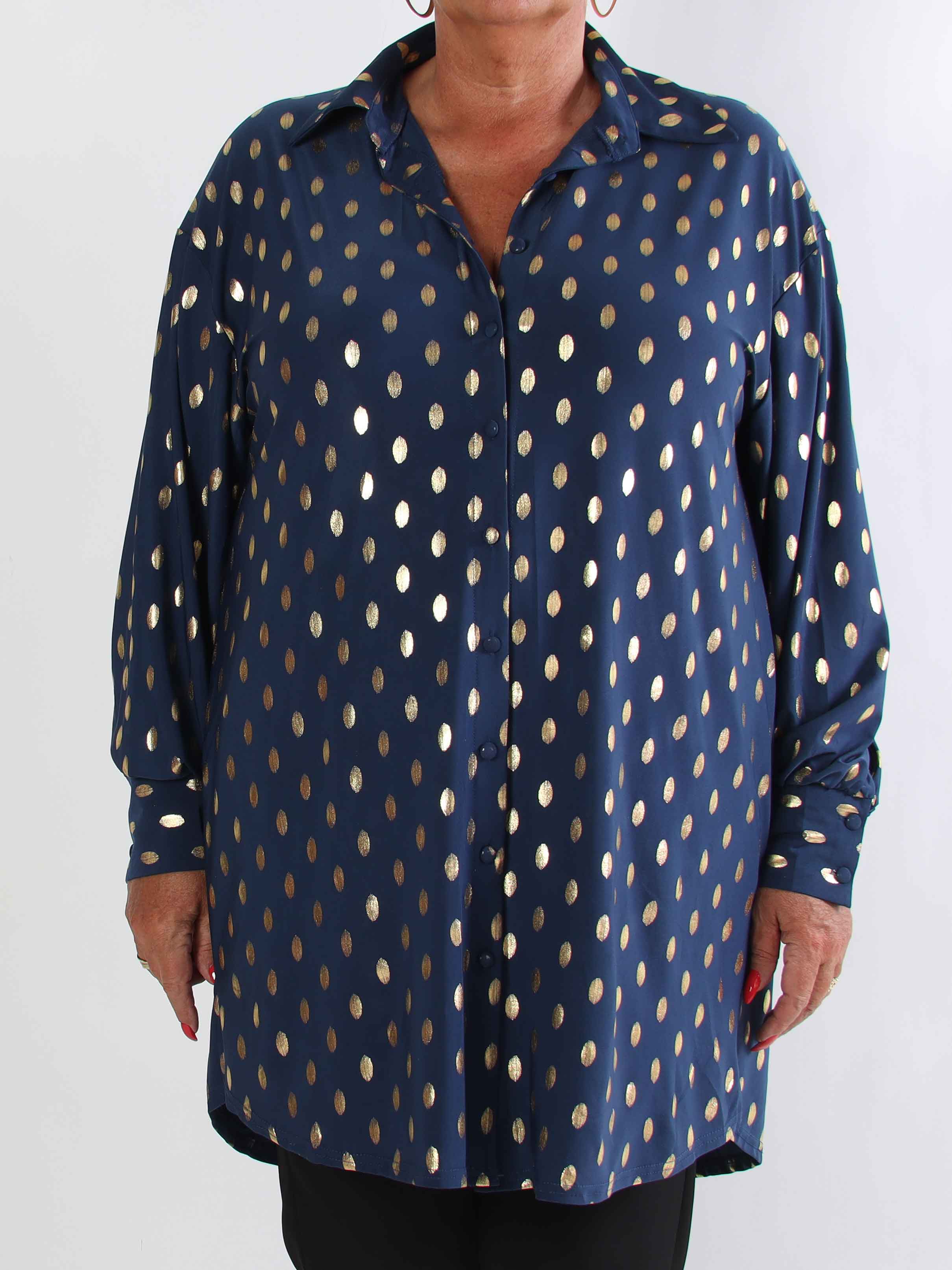 Belinda - Skjortekjole detaljeret med guld dutter