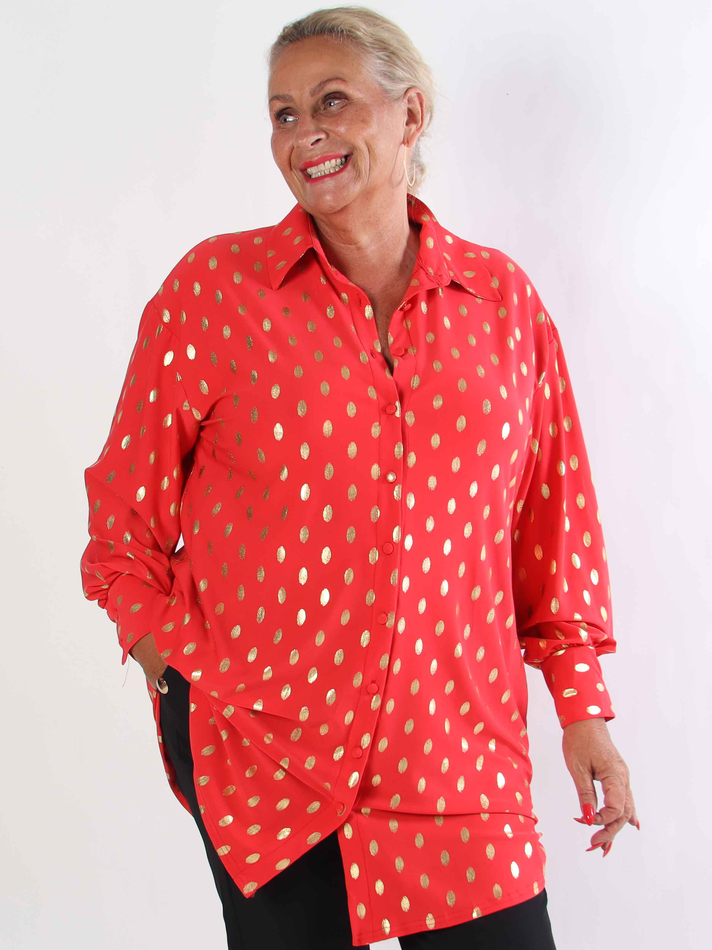 Belinda - Skjortekjole detaljeret med guld dutter