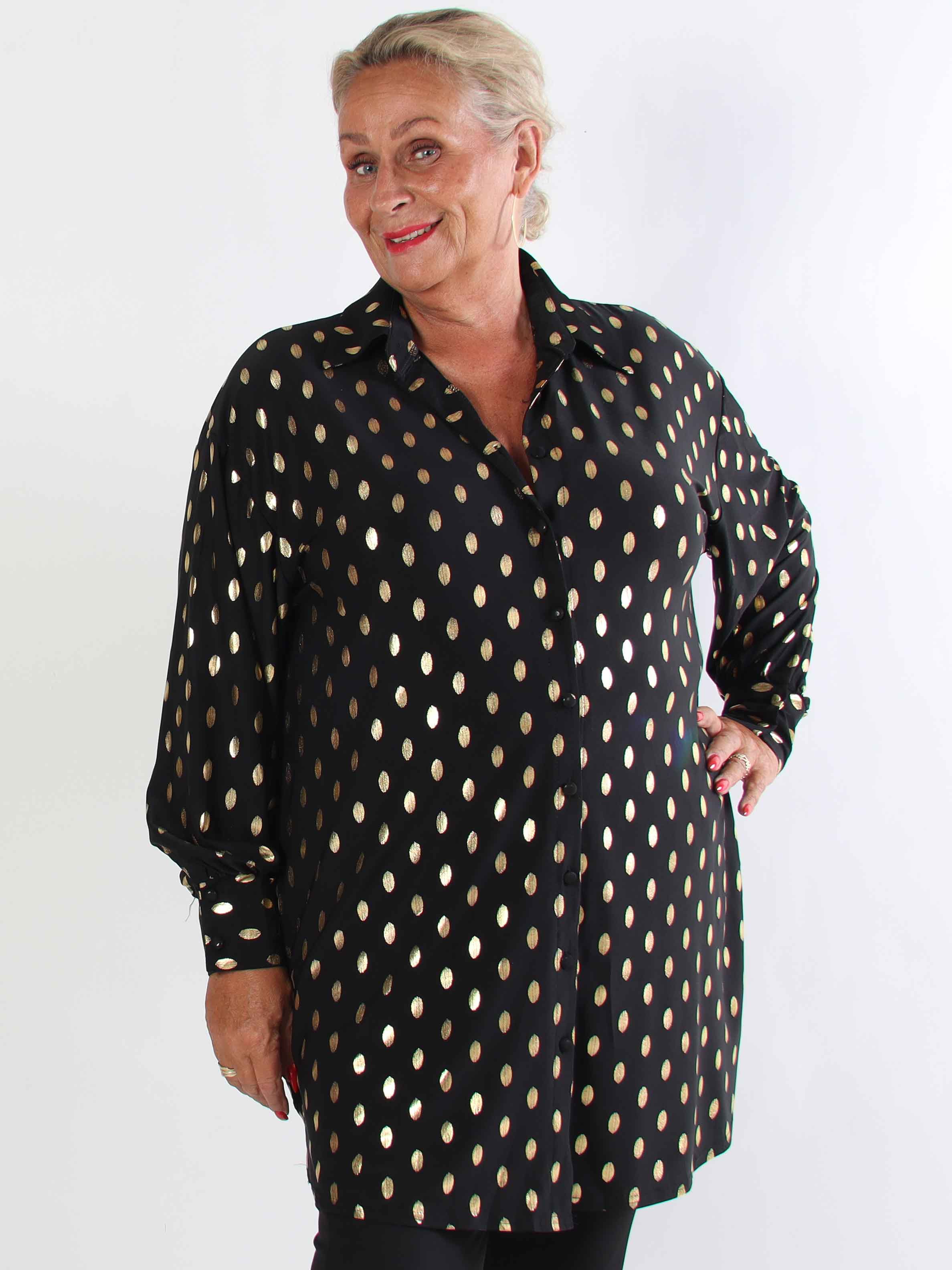 Belinda - Skjortekjole detaljeret med guld dutter