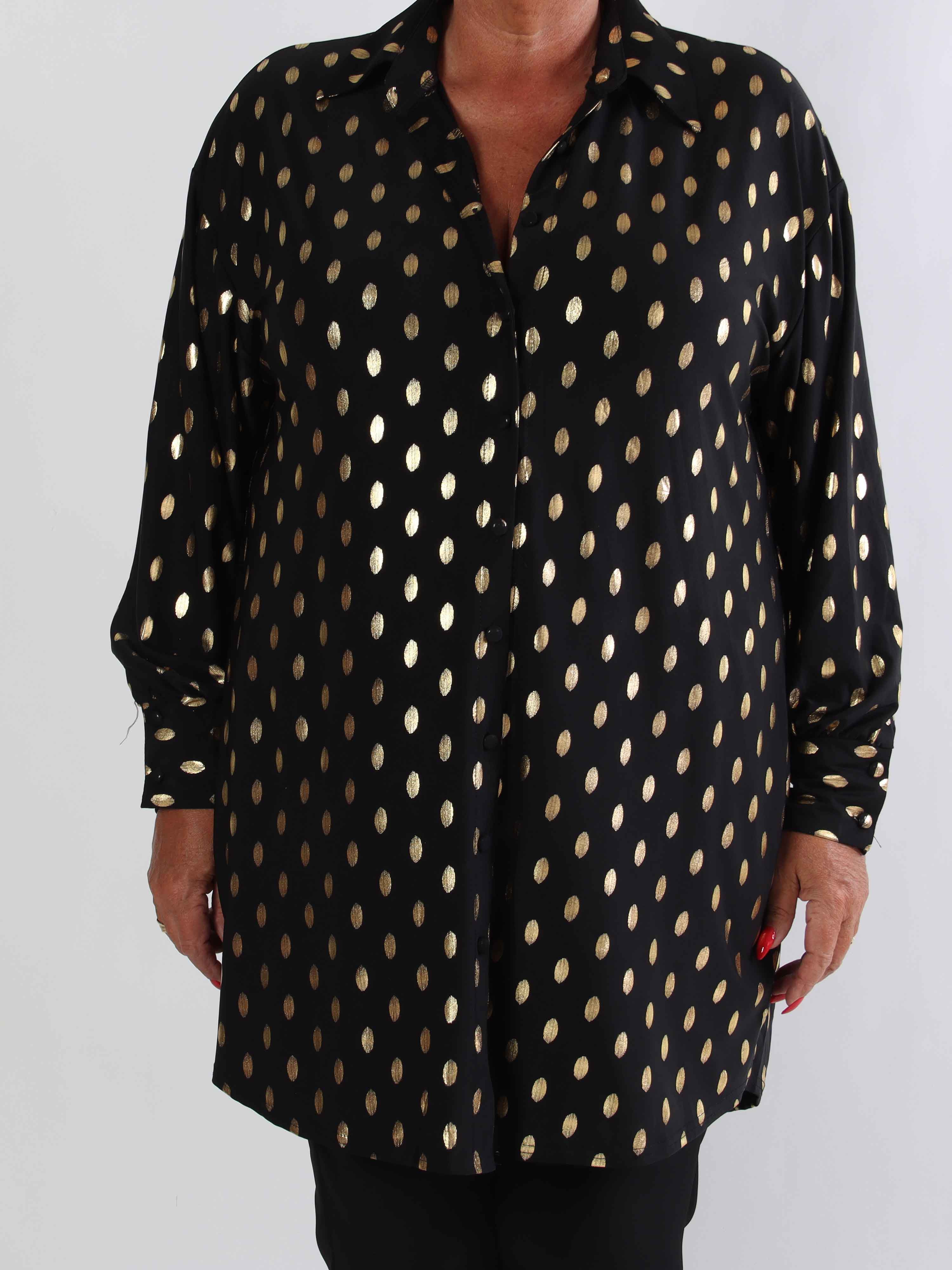 Belinda - Skjortekjole detaljeret med guld dutter