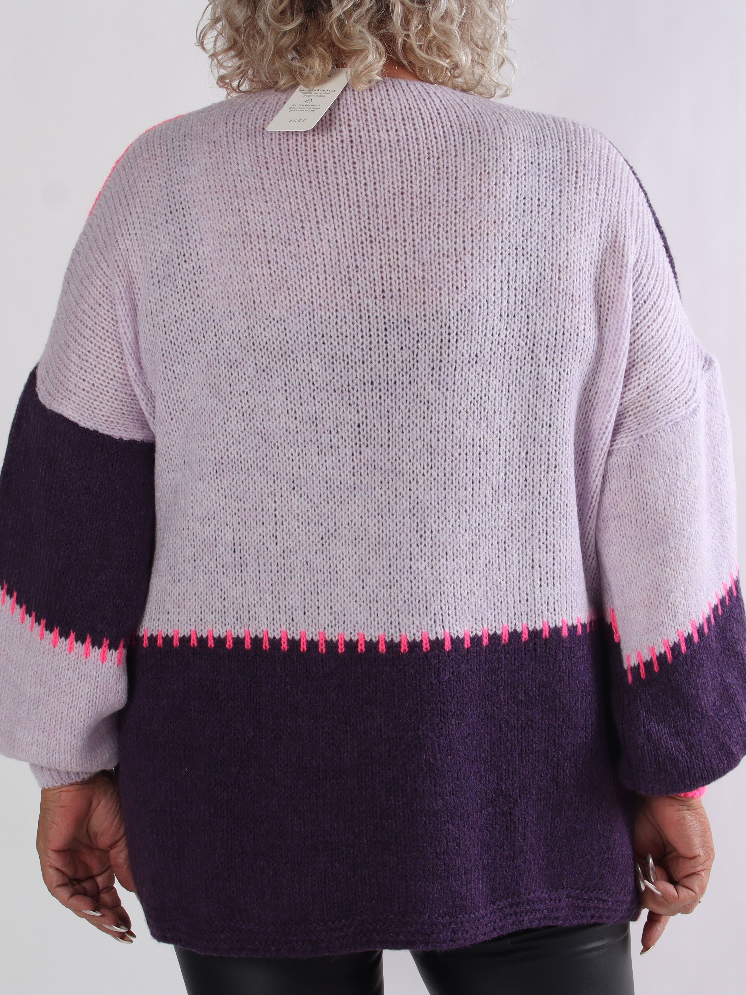 Belis - Flerfärgad stickad plus size kofta