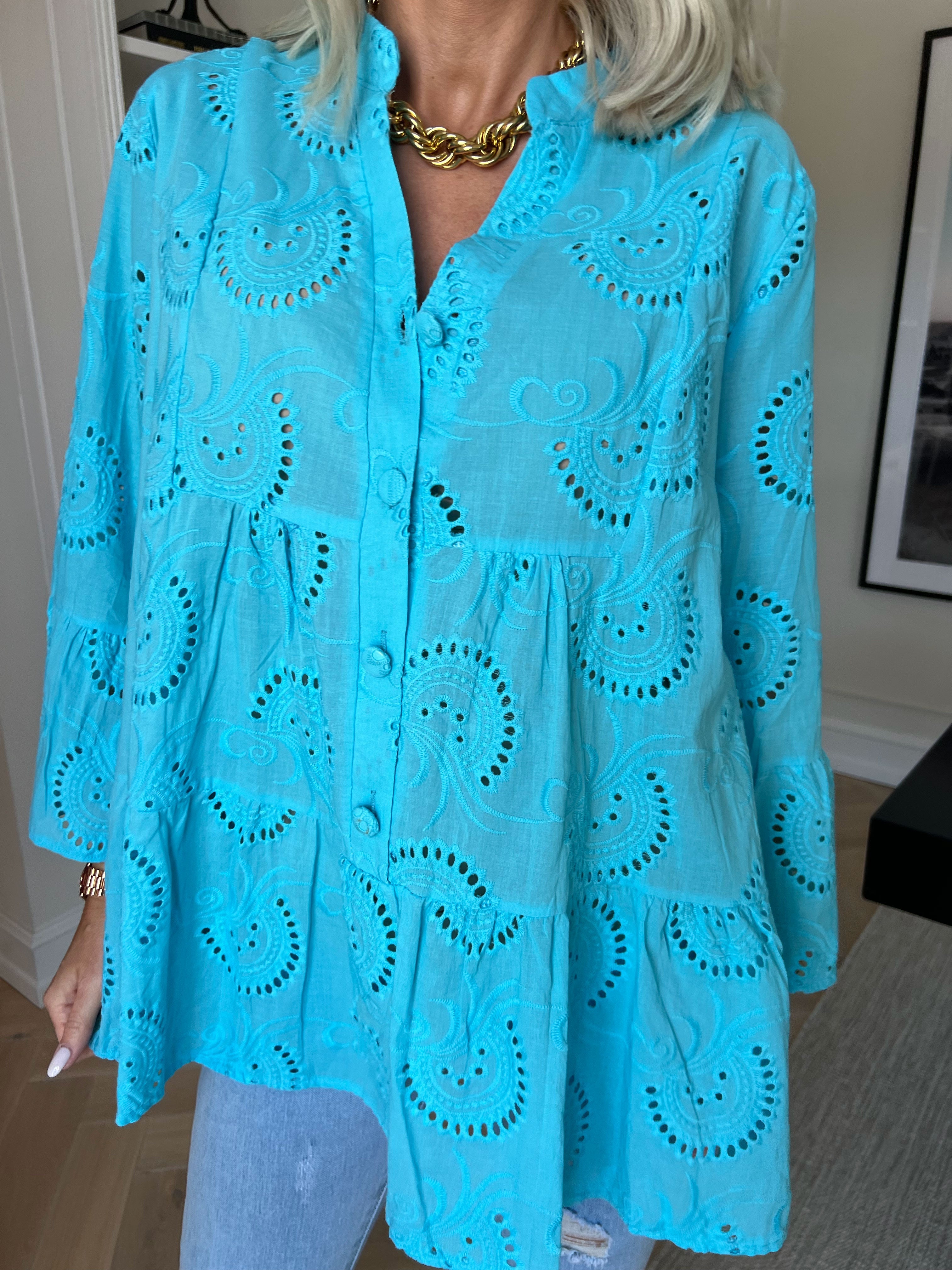 Benti Shirt - Tunika i viskose med broderie anglaise