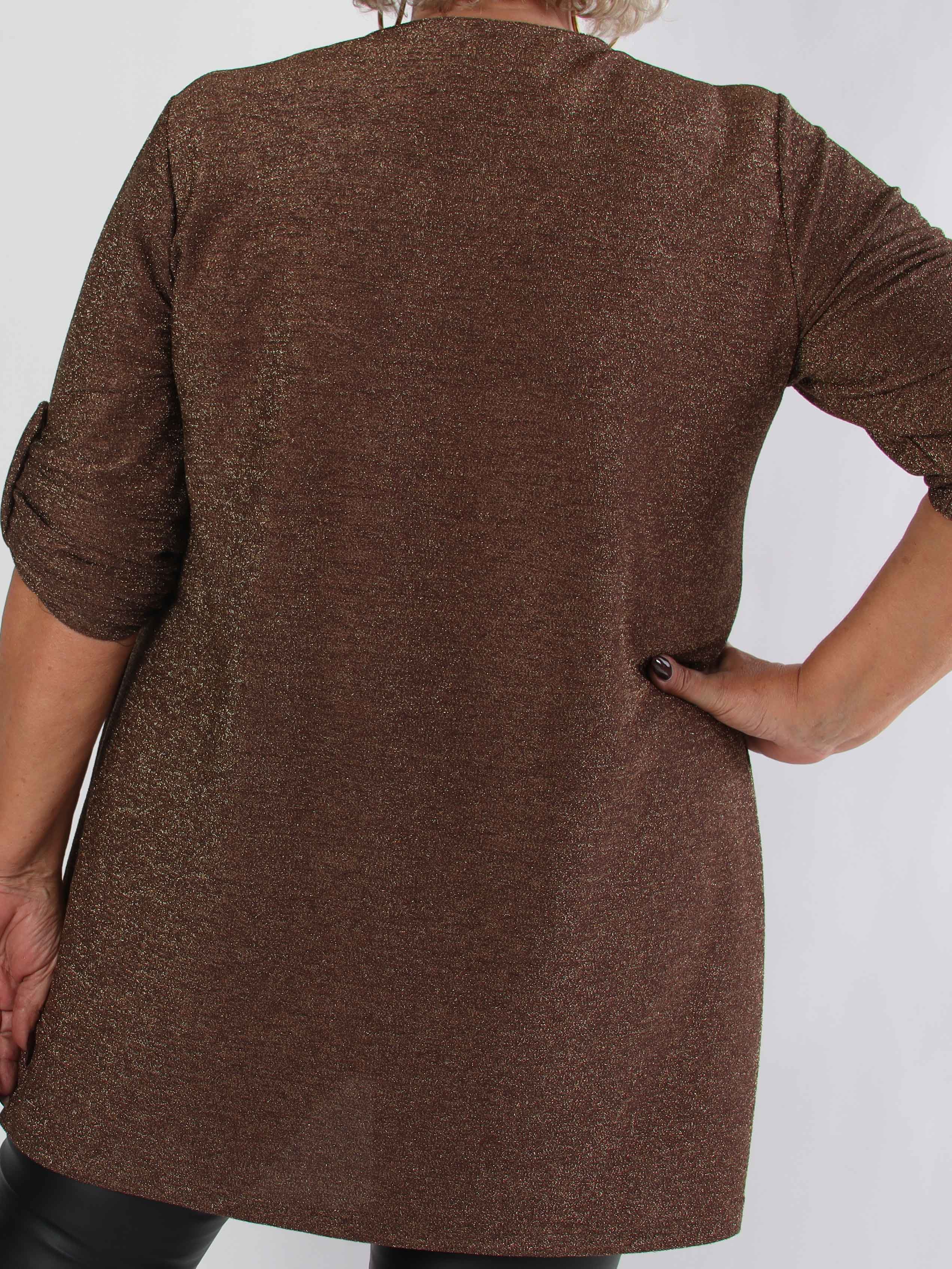 Betty - Söt glittrig plus size tunikaklänning med guldbrosch